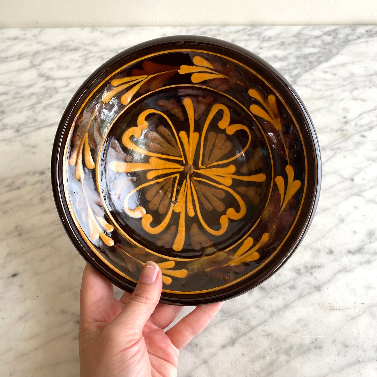 Vintage Hungarian Folk Art Bowl, 8"