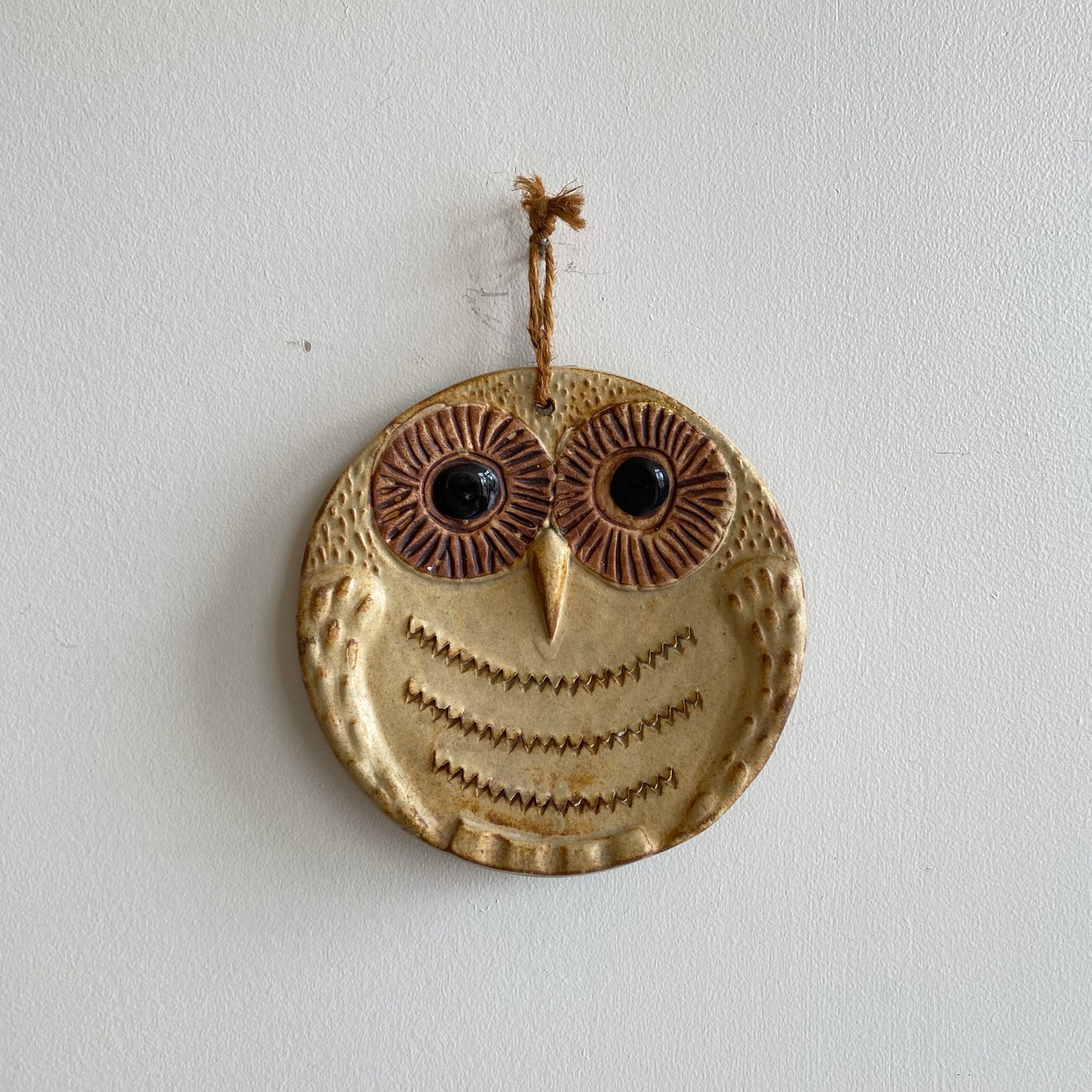 Vintage 1970's Ceramic Owl Wall Hanging