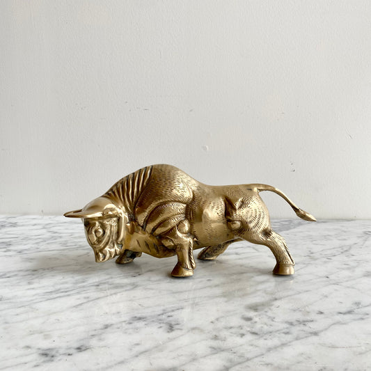 Large Vintage Brass Bull, 12"