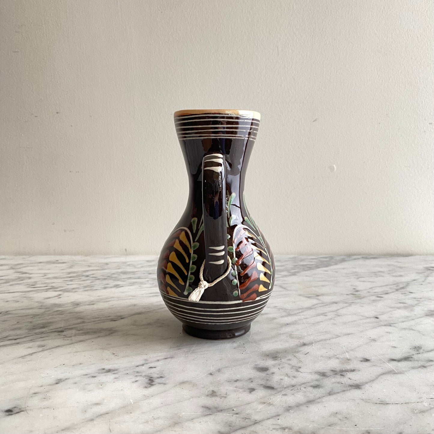 Small Vintage Hungarian Folk Art Pitcher, 6.5"