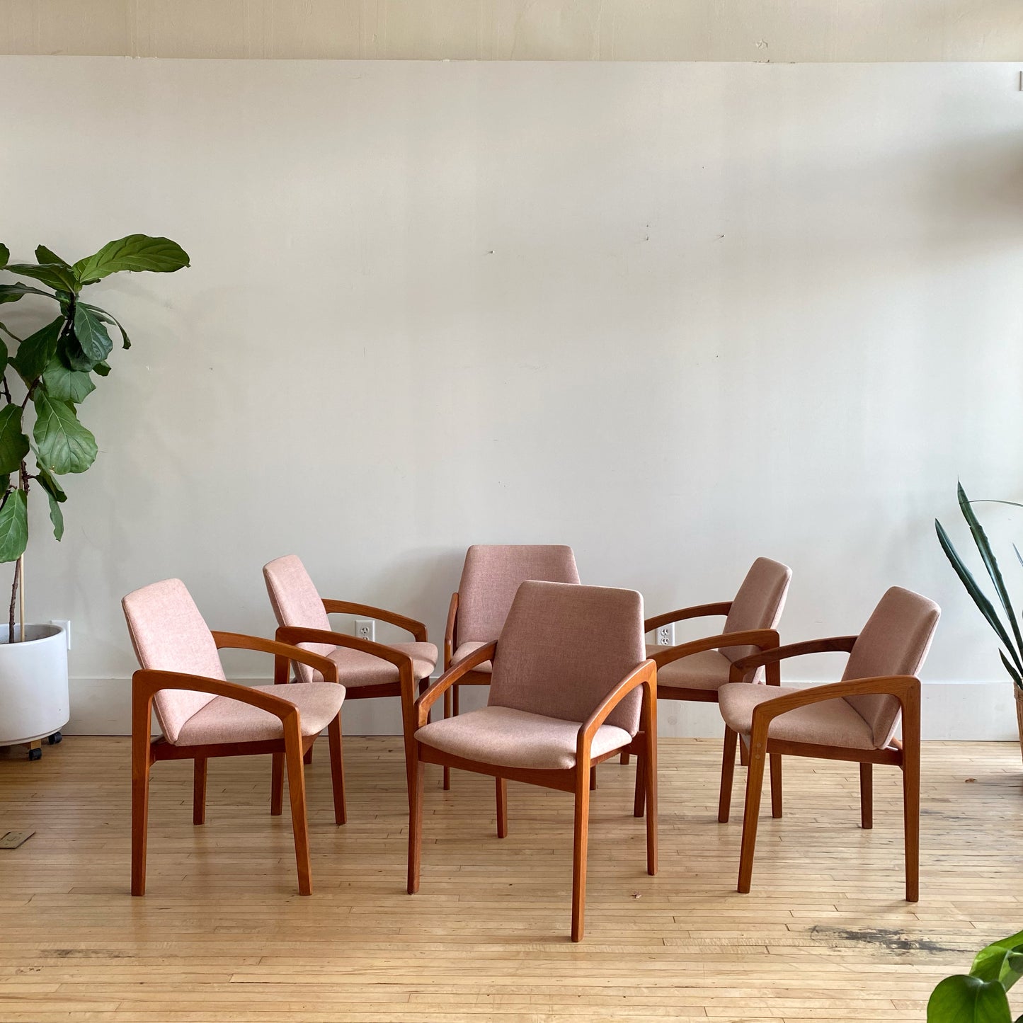 S/6 Teak Danish Modern Dining Chairs by Kai Kristiansen, produced by KS Mobler