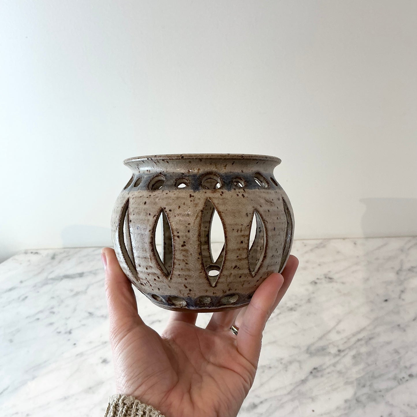Vintage Stoneware Candle Lantern