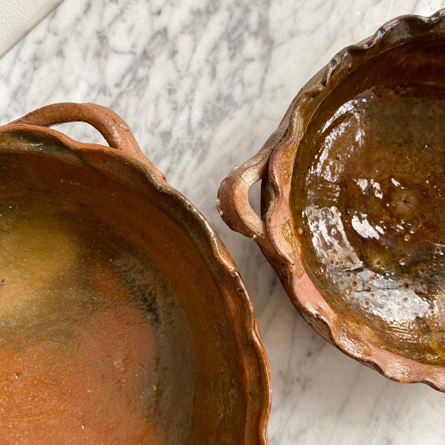 Vintage Clay Bowl with Handles, Choose Size