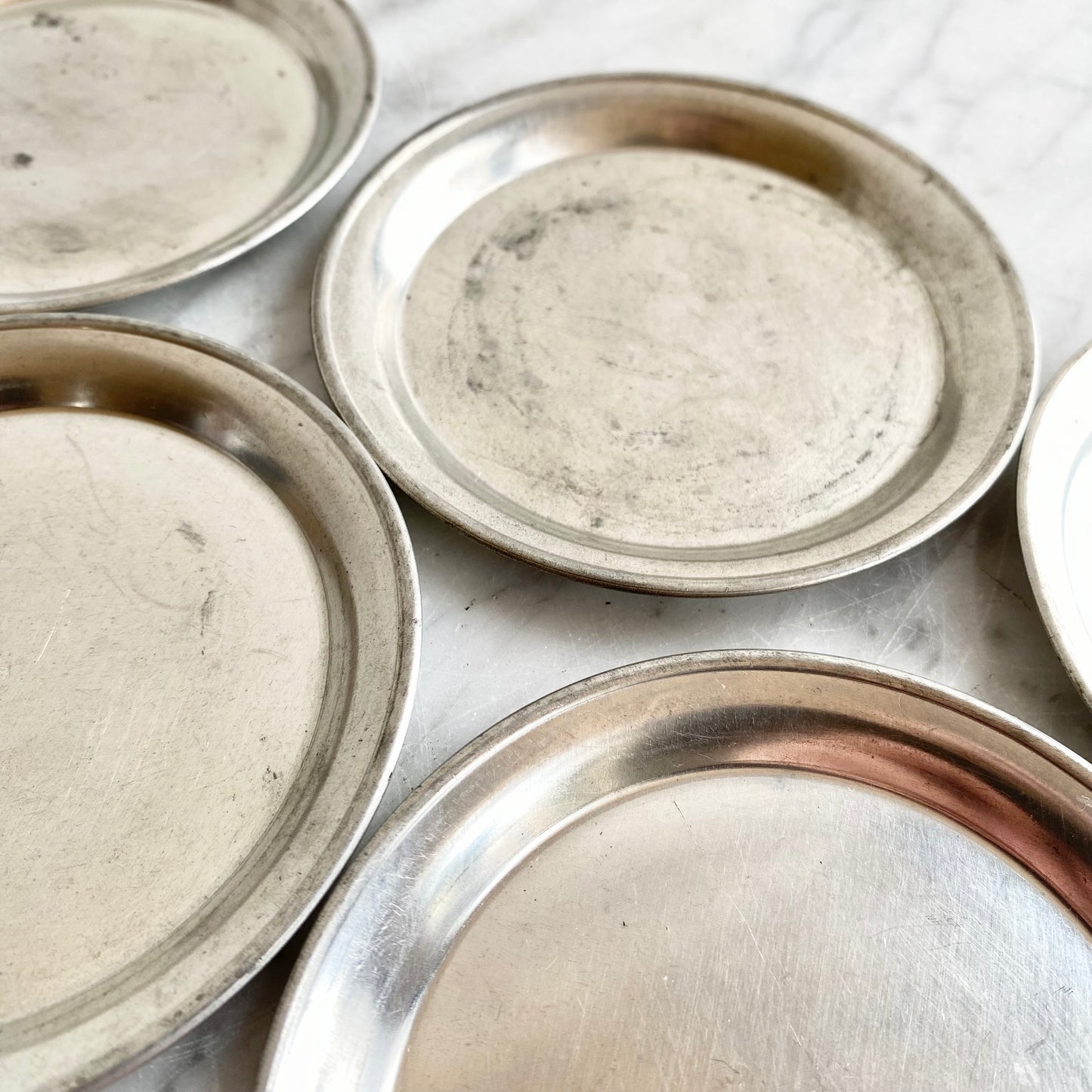 S/5 Vintage Pewter Coasters