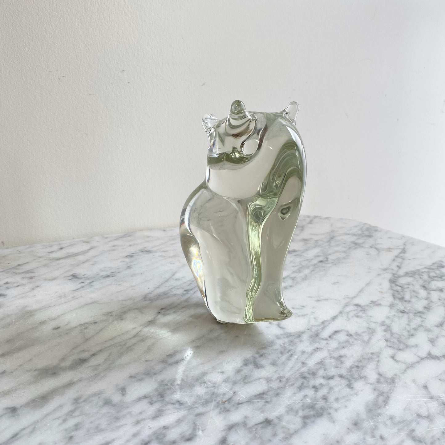 Vintage Glass Owl Paperweight / Sculpture