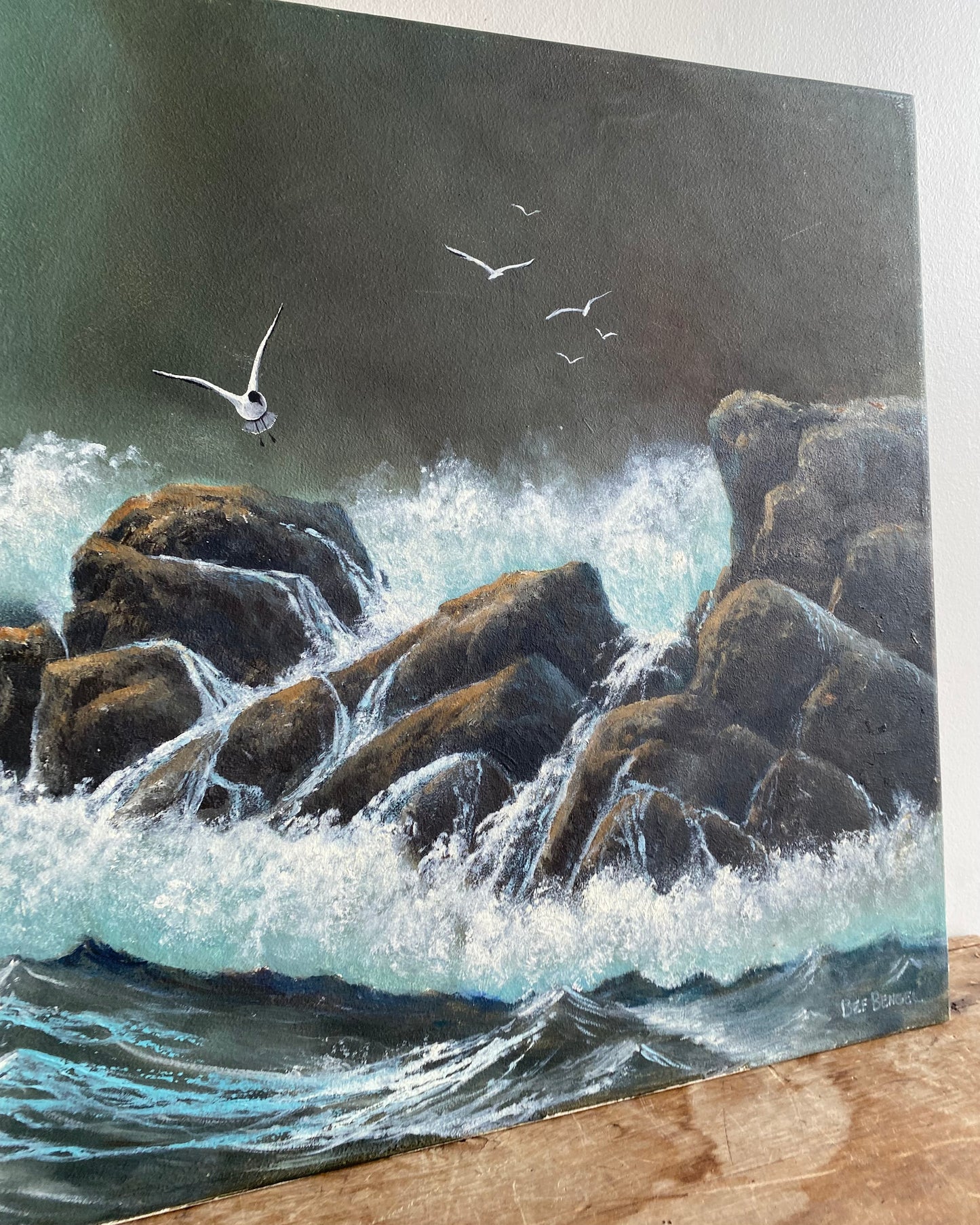 Vintage Original Seascape Painting, Signed (24 x 20")