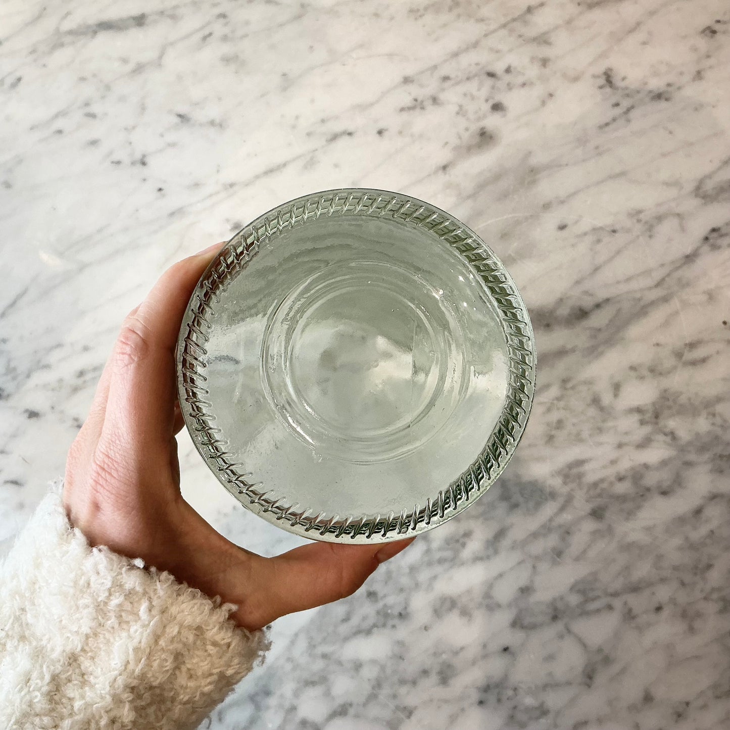 Vintage Recycled Glass Ribbed Vase, 7"