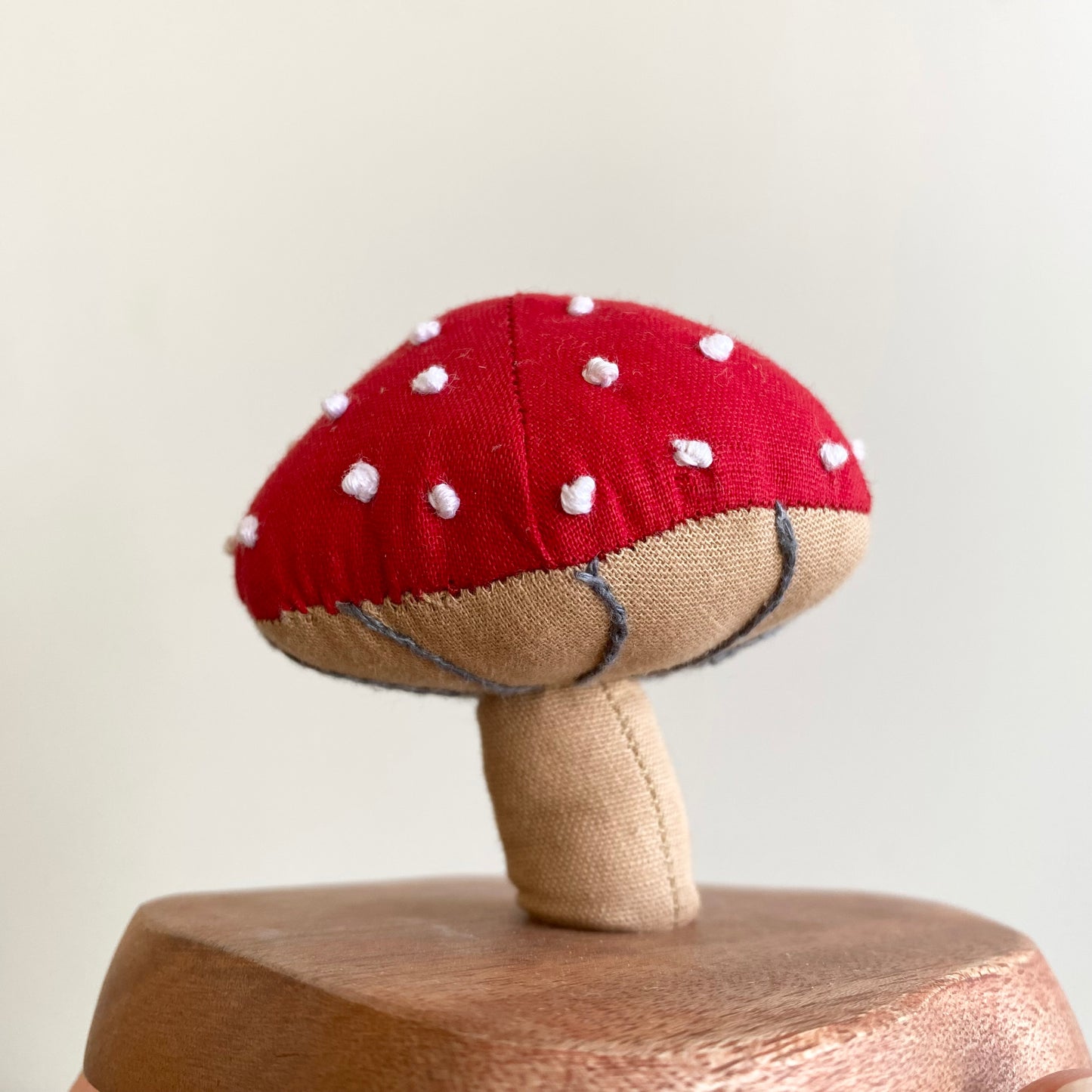 20% OFF: Plush Mushroom on Wooden Stand