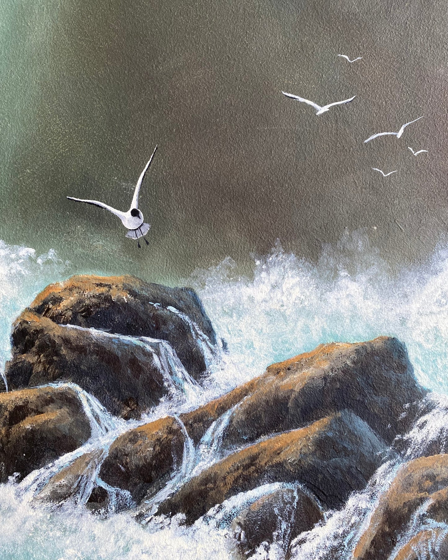 Vintage Original Seascape Painting, Signed (24 x 20")