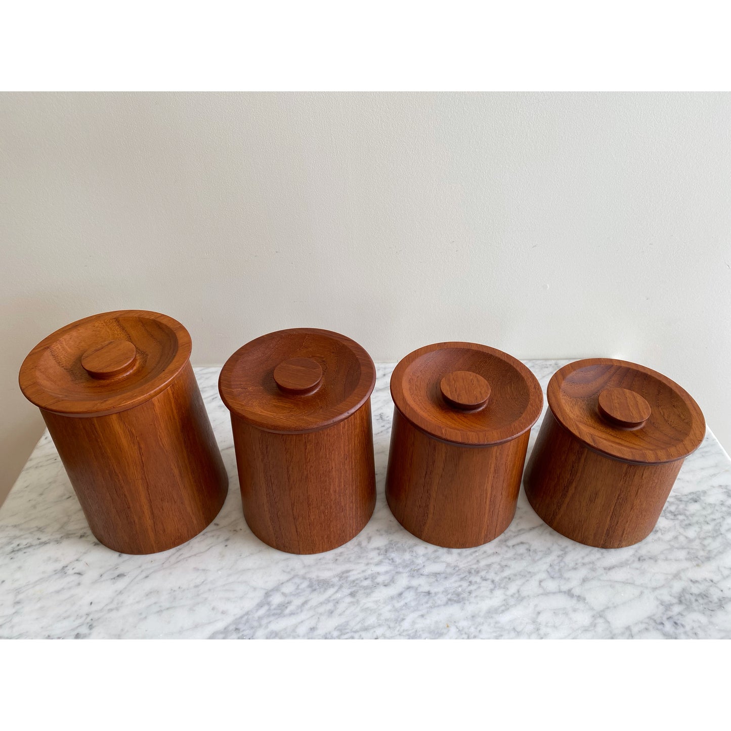 Set of 4 Vintage Mid-Century Teak Kitchen Containers