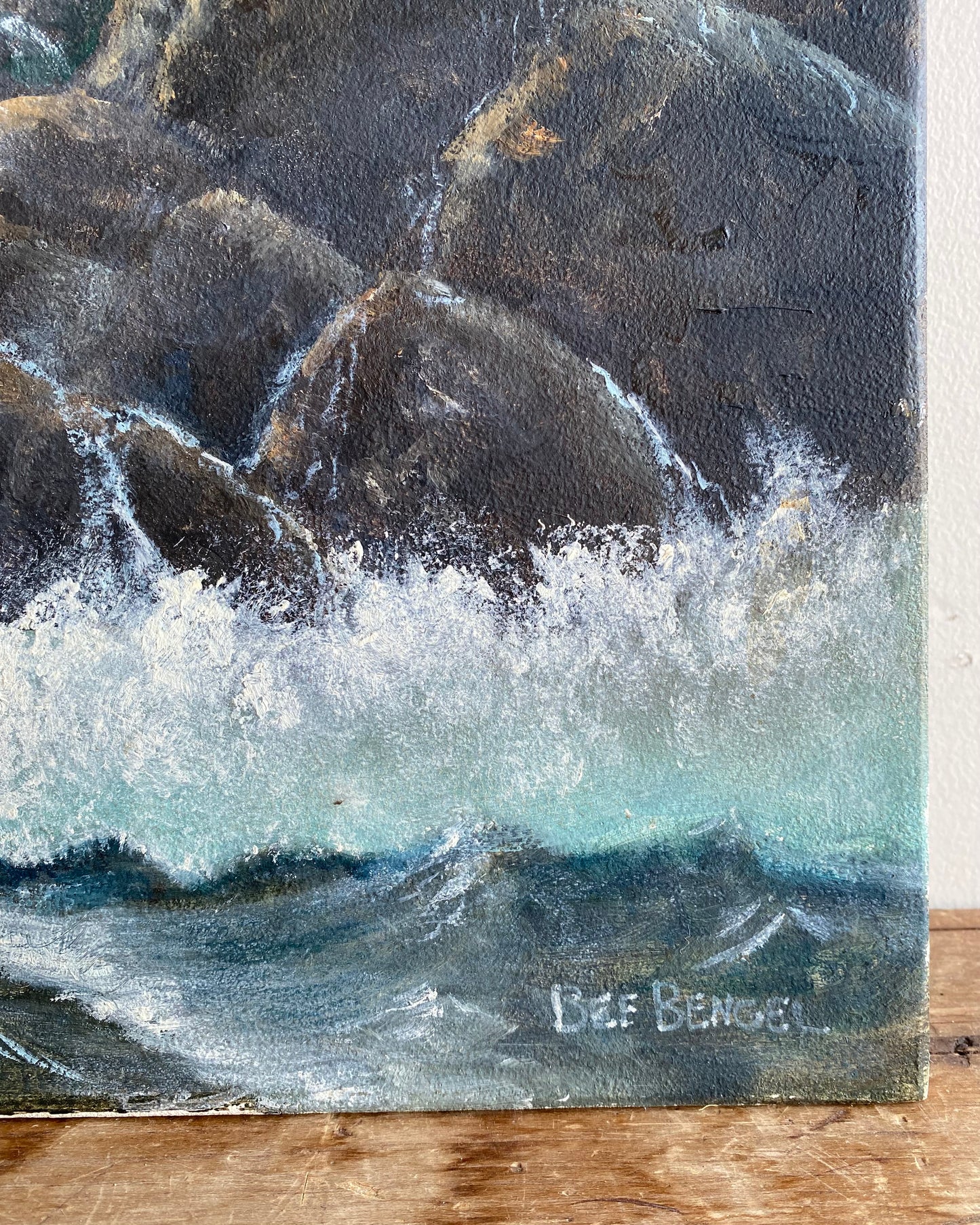Vintage Original Seascape Painting, Signed (24 x 20")