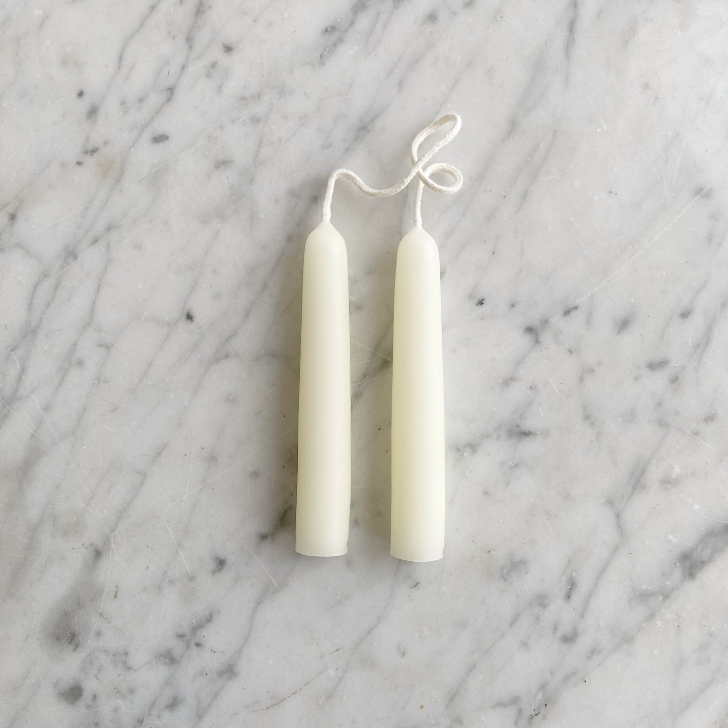 4.5" PAIR of Beeswax Taper Candles, White