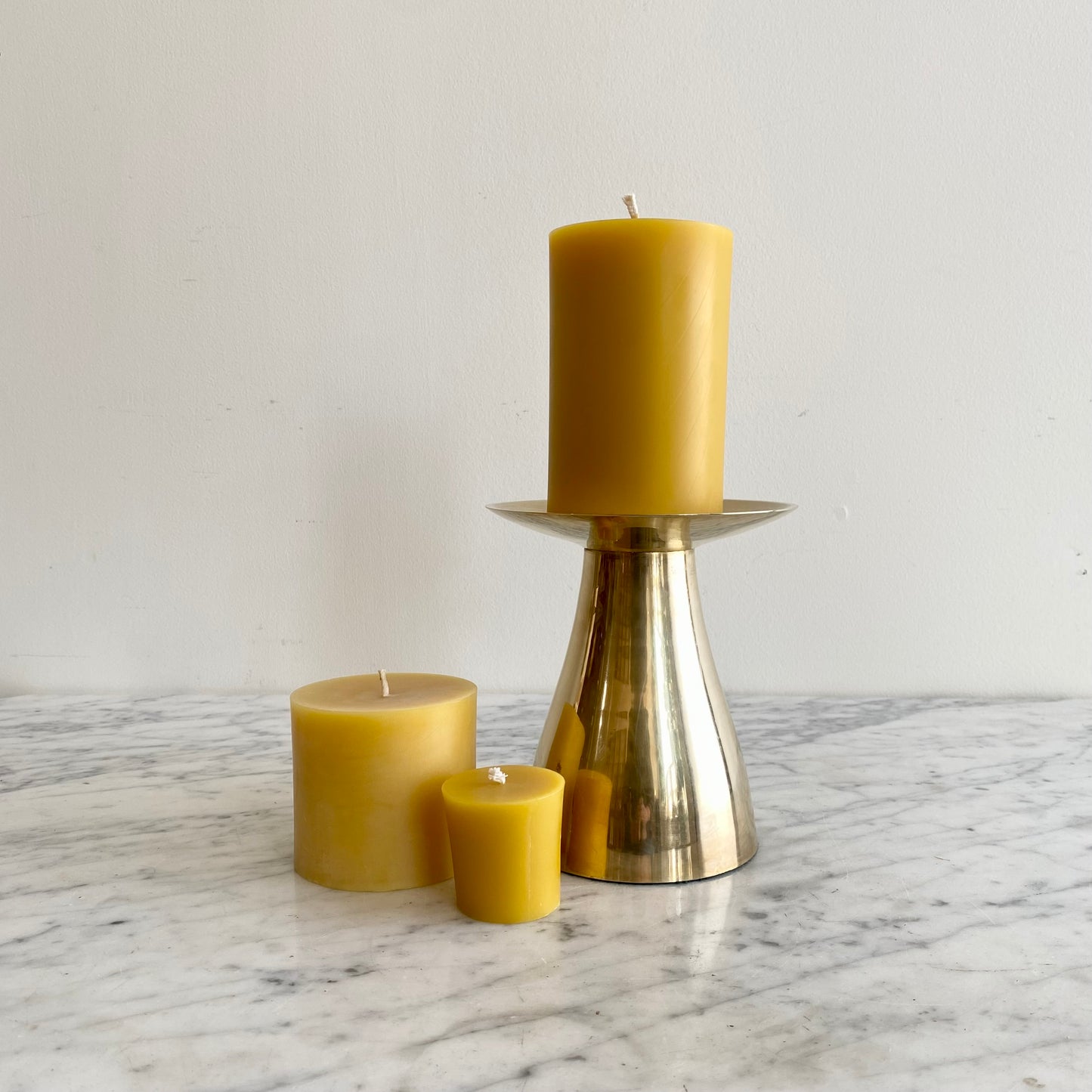 XL Vintage Brass Pillar Candle Stand