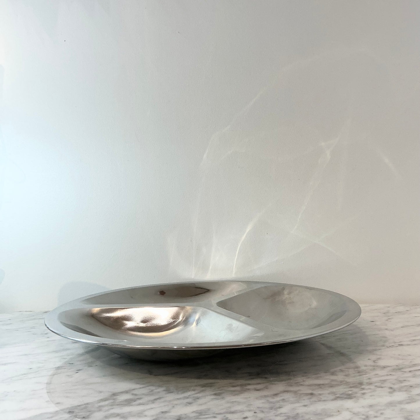 Large Vintage Stainless Steel Divided Platter