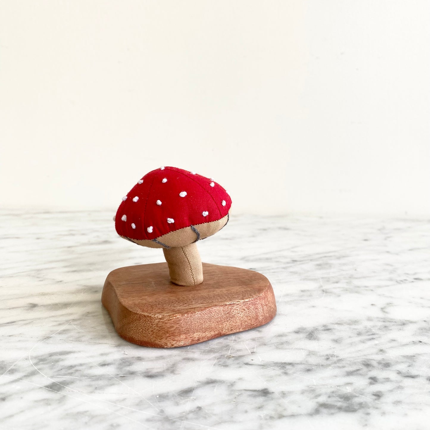 20% OFF: Plush Mushroom on Wooden Stand