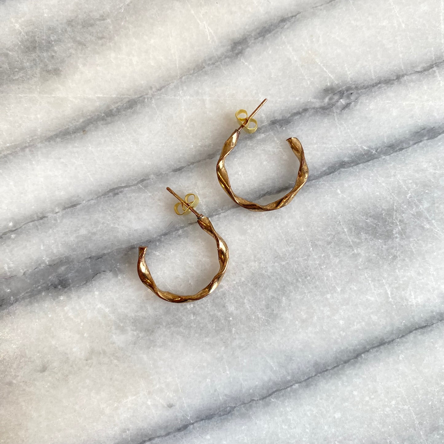 Vintage Twisty Gold Hoop Earrings