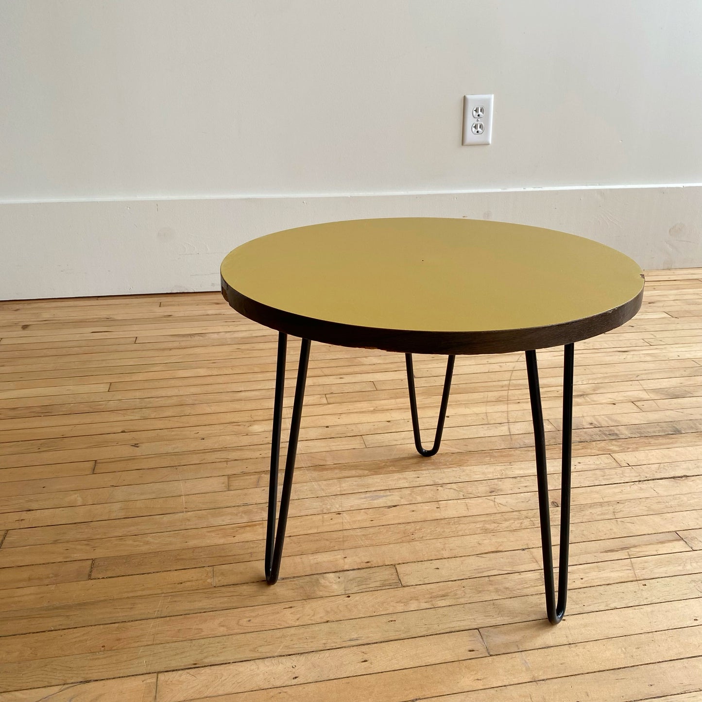 Petite Vintage MCM Round Yellow Table