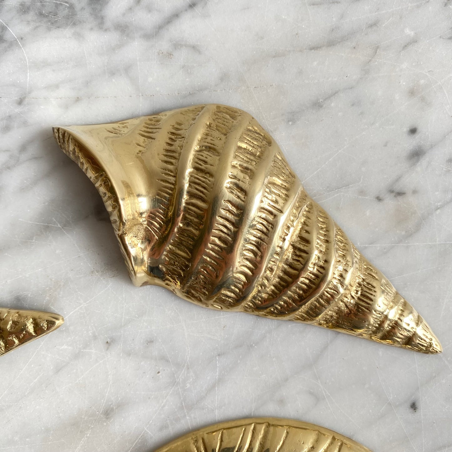 Trio of Vintage Brass Seashells