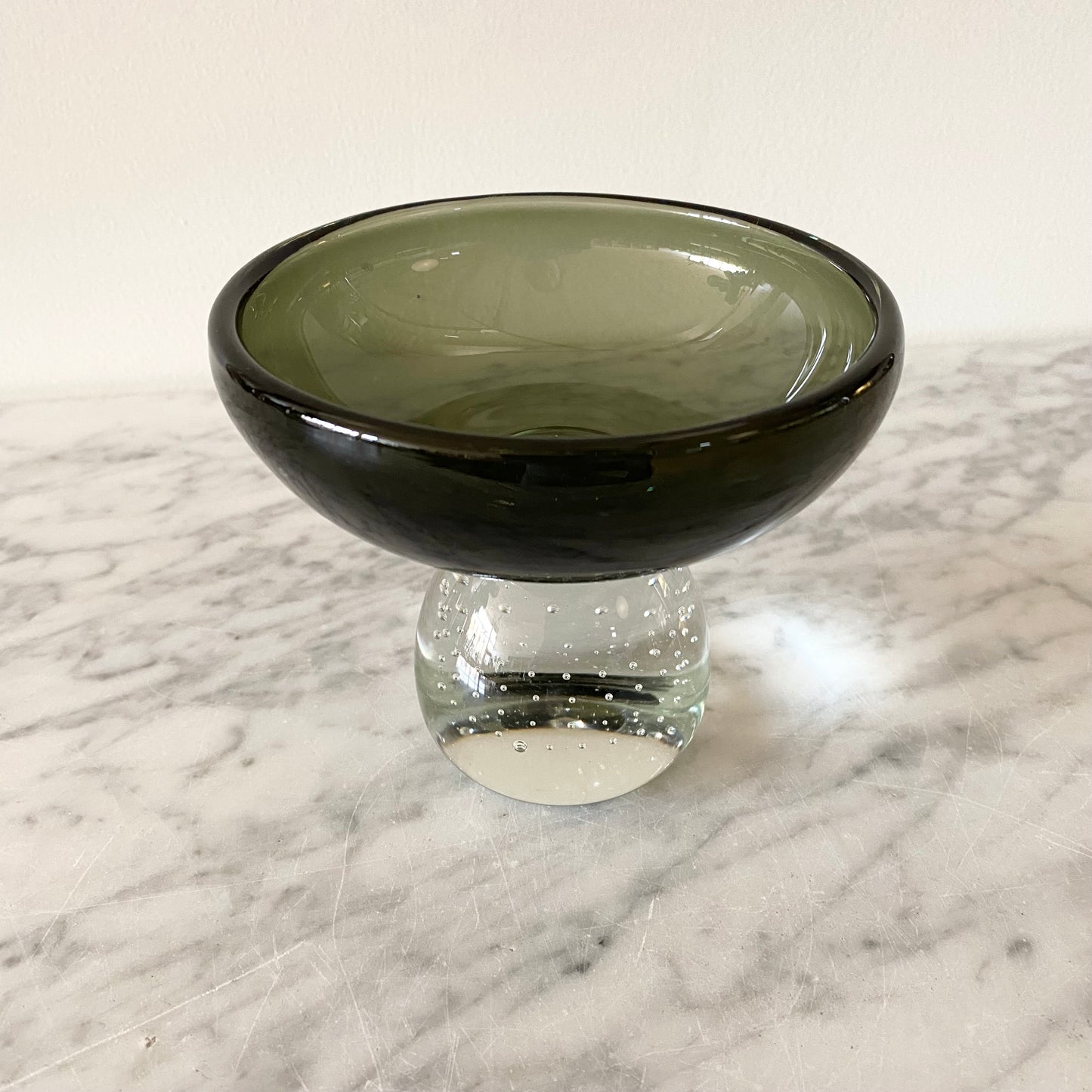 Vintage Art Glass Footed Dish