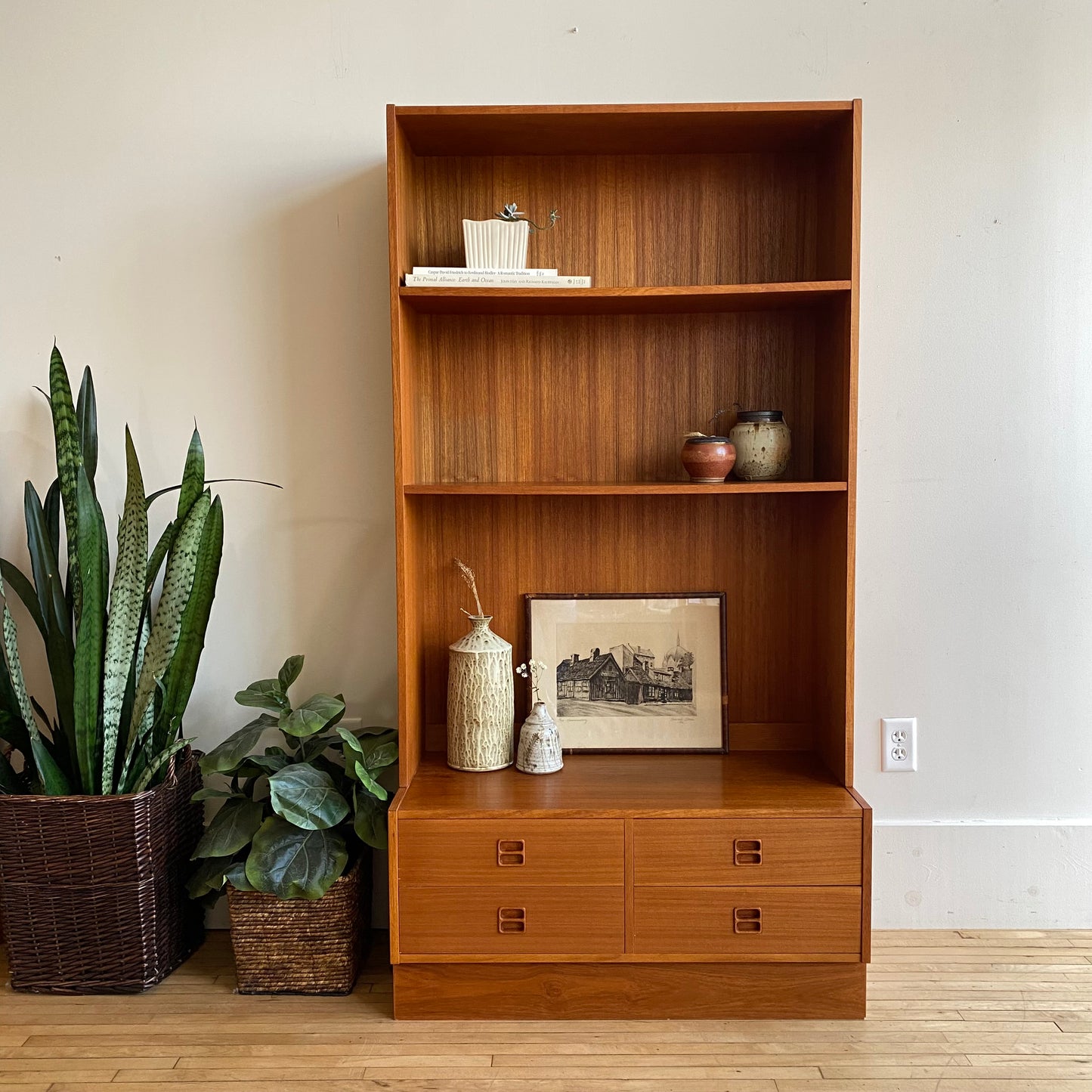 Vintage Teak Hutch with Drawers