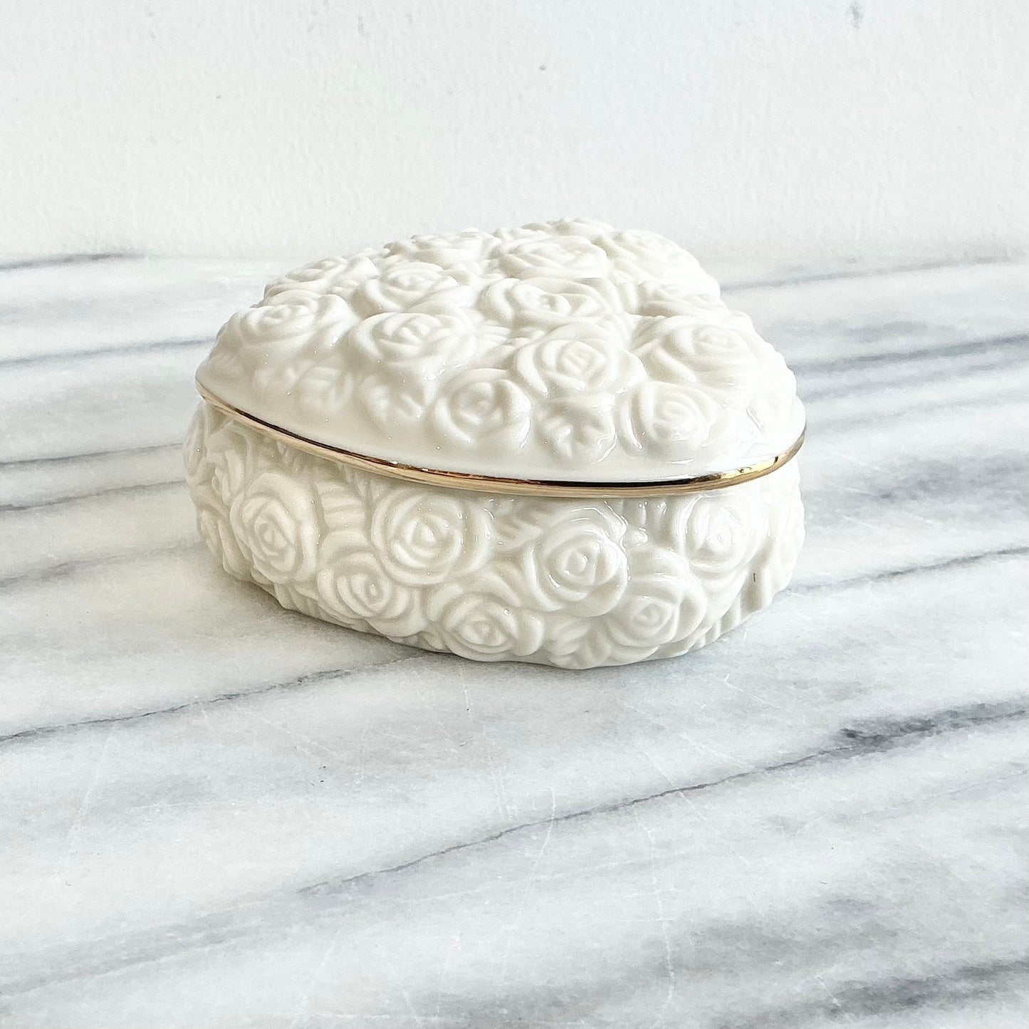 Vintage Porcelain Heart Shaped Box