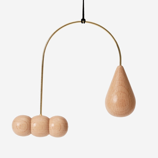 20% OFF: Brass + Beech Wood Ornament / Mobile Trio