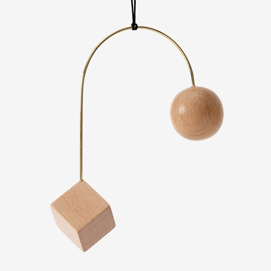 20% OFF: Brass + Beech Wood Ornament / Mobile Trio