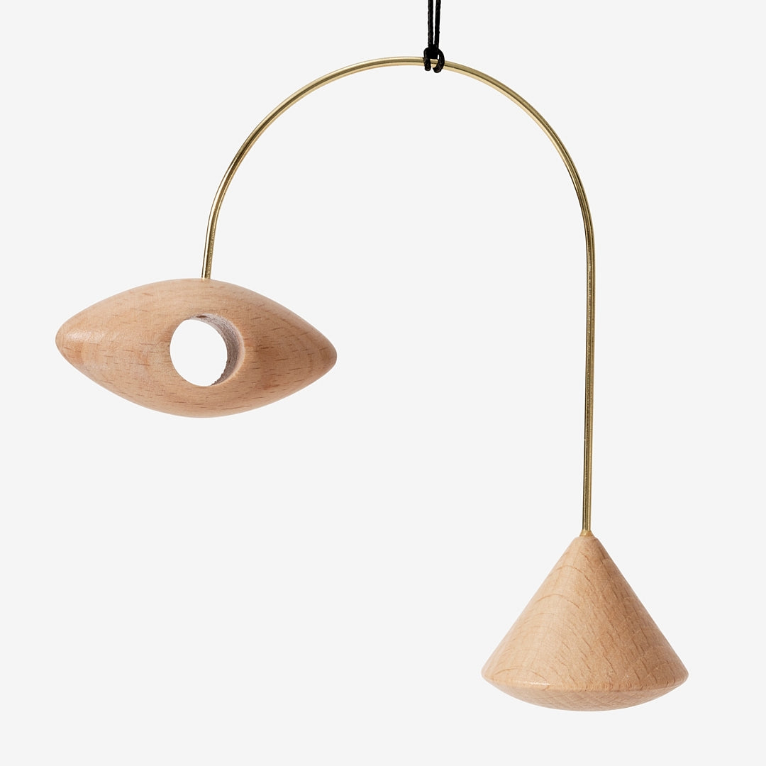 20% OFF: Brass + Beech Wood Ornament / Mobile Trio