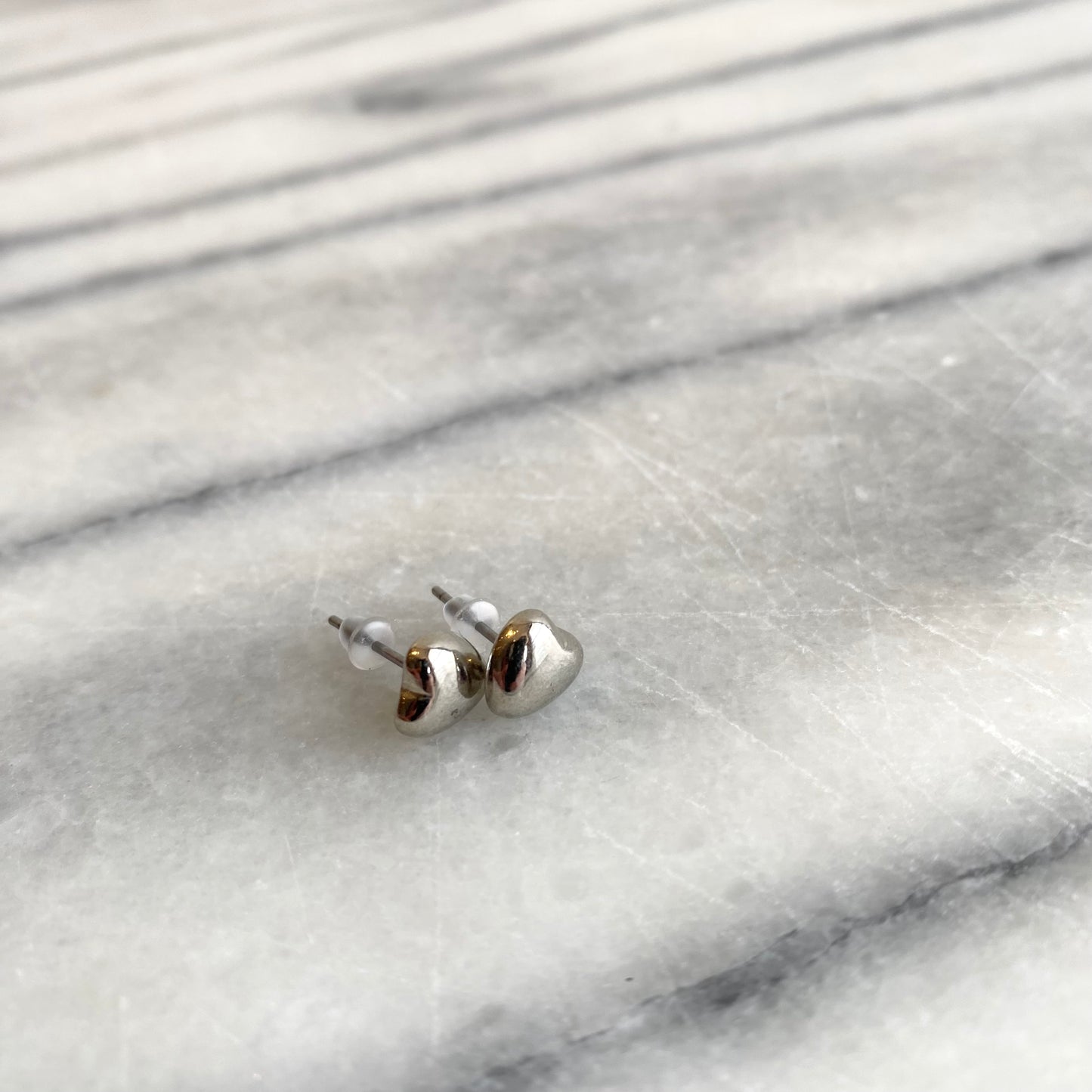 Silver Puffy Heart Earrings