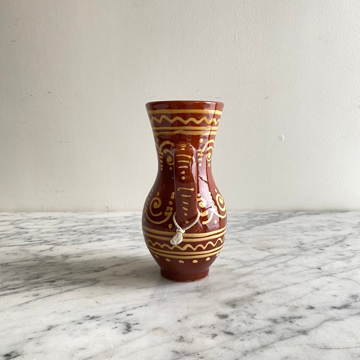 Small Vintage Hungarian Folk Art Pitcher, 6.5"