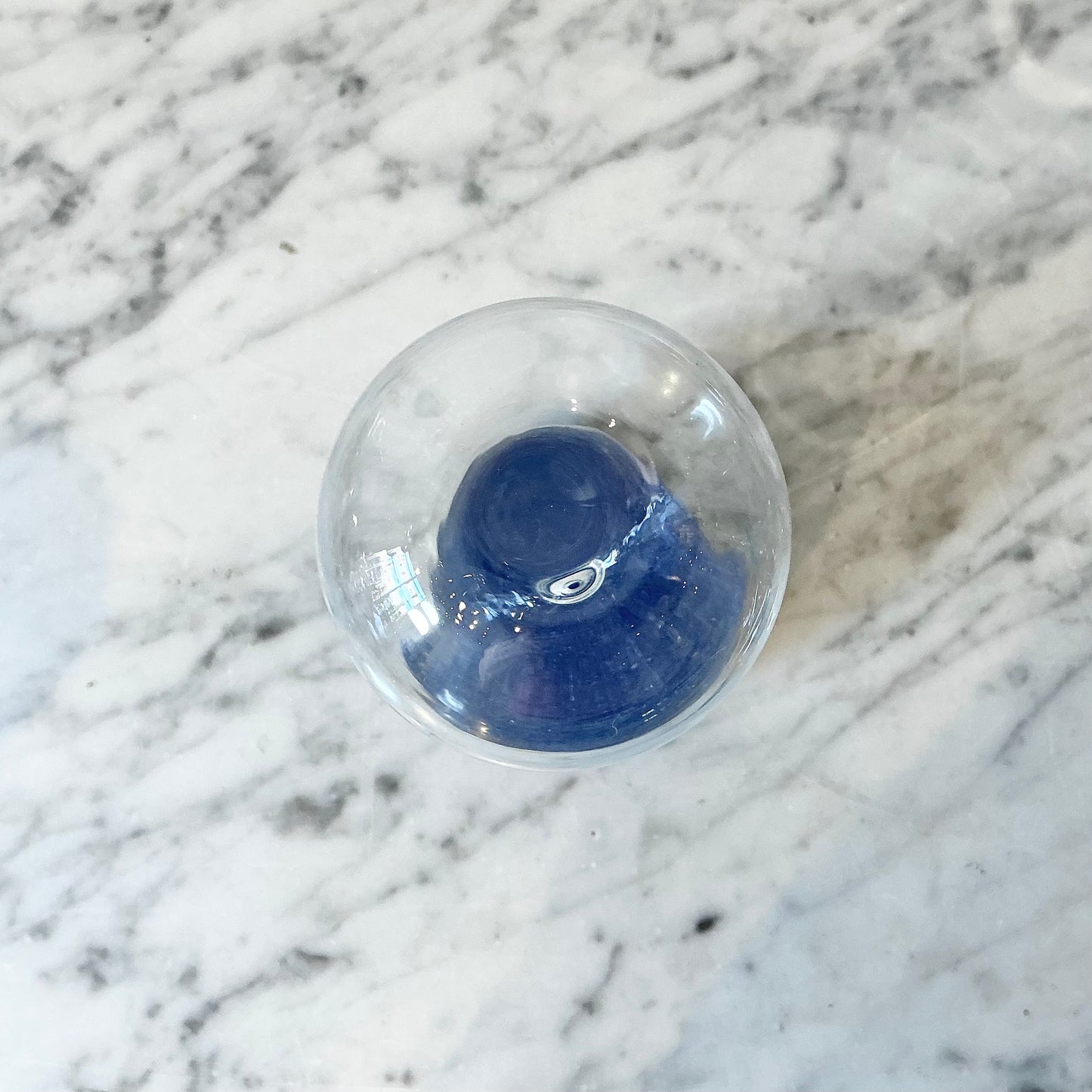 Found Glass Hourglass with Blue Sand