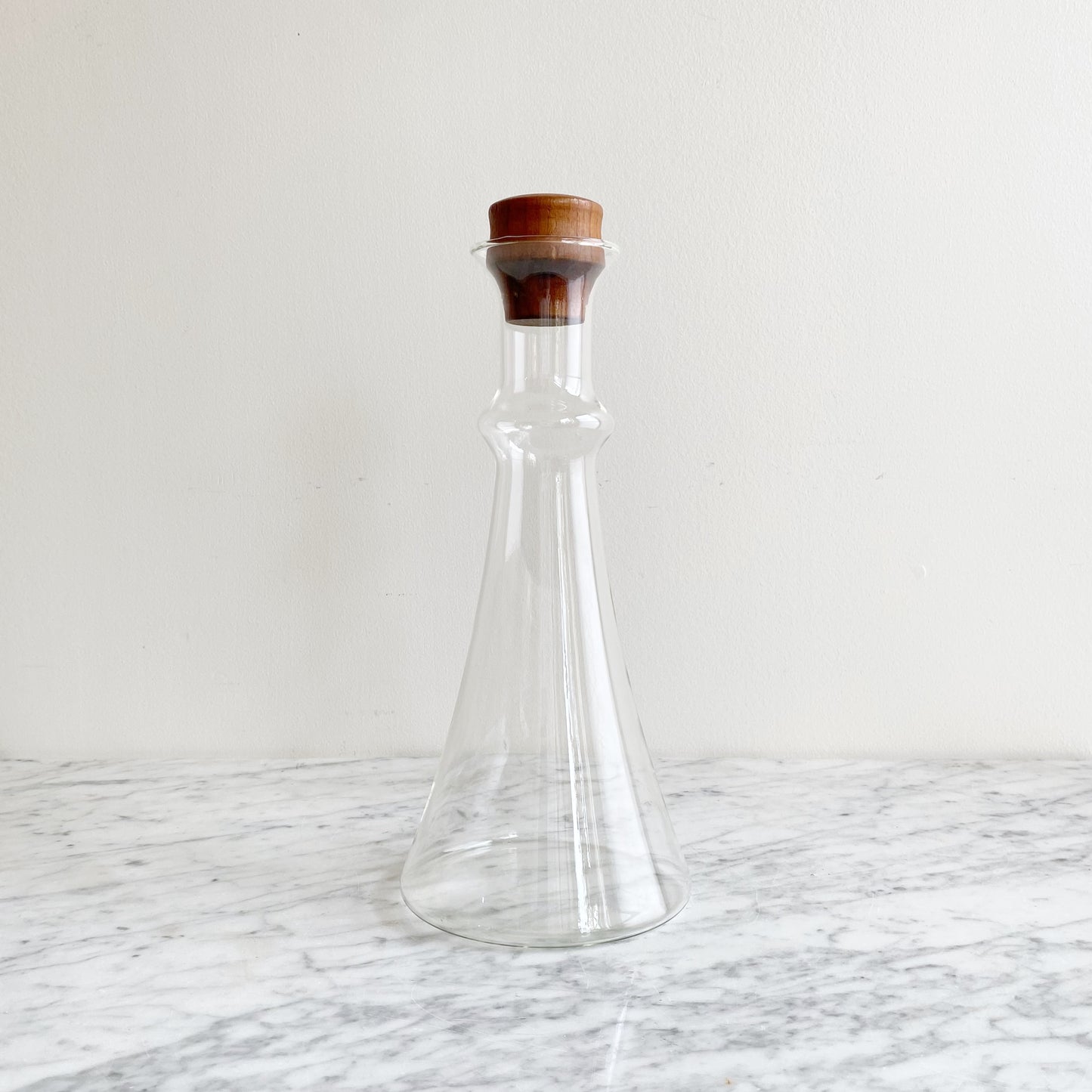 Vintage Danish Glass Decanter with Teak Stopper