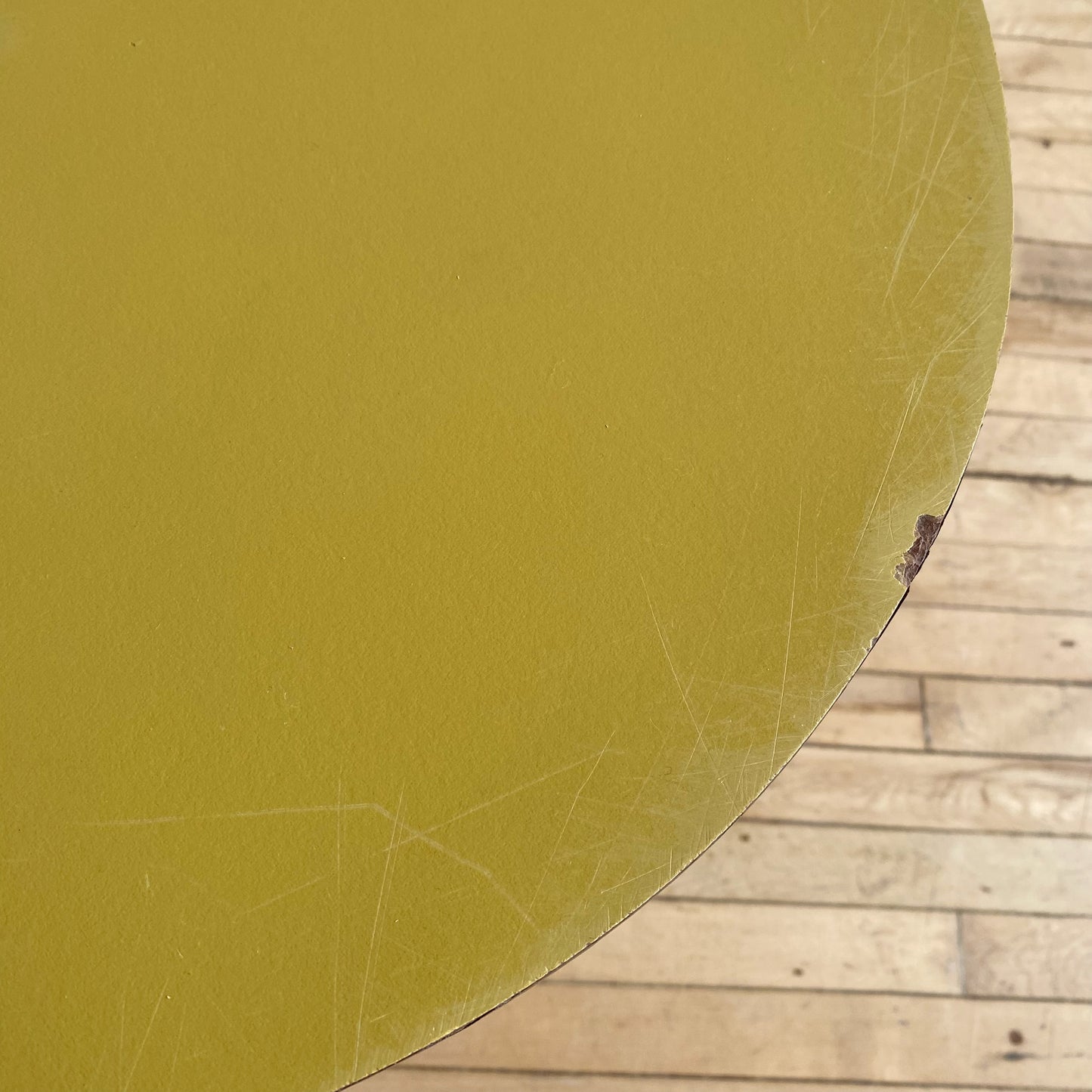 Petite Vintage MCM Round Yellow Table