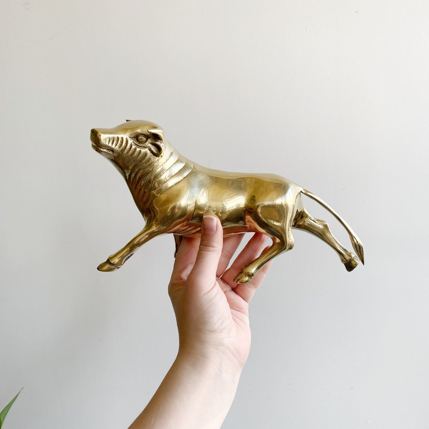 Large Vintage Brass Bull, 9.75"