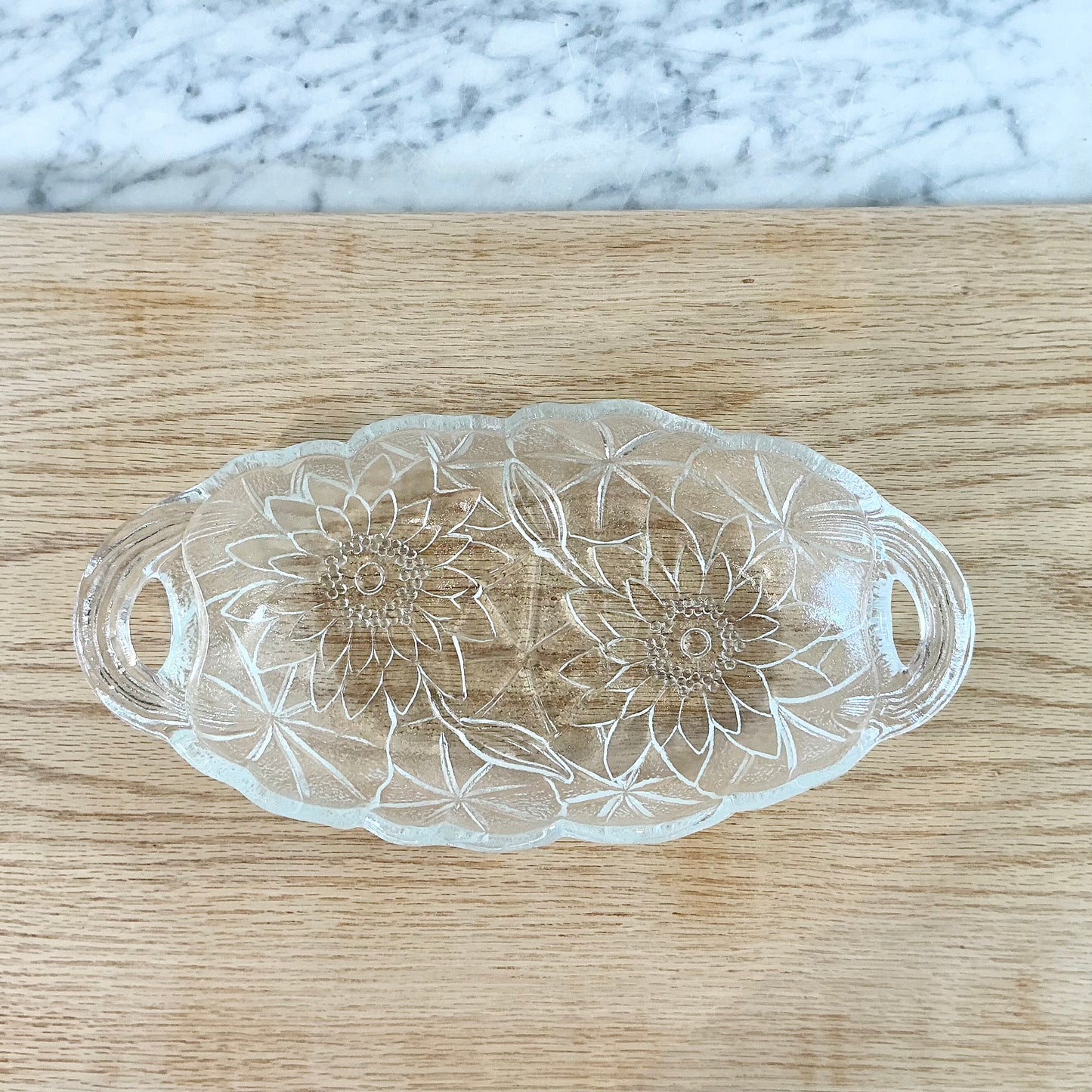 Vintage Indian Glass Lily Relish Dish