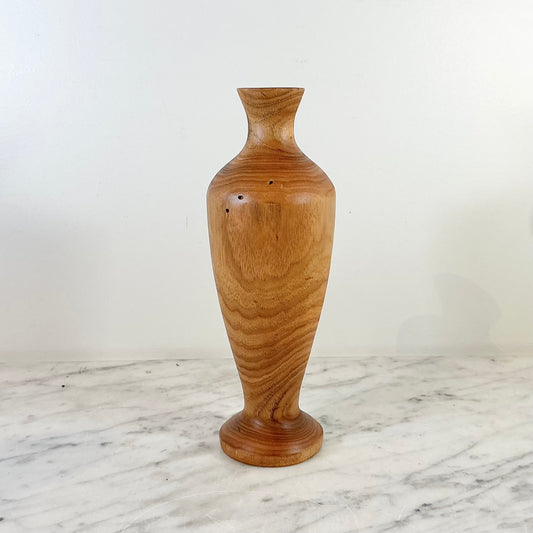 Vintage Turned Wood Vase, 8.5"