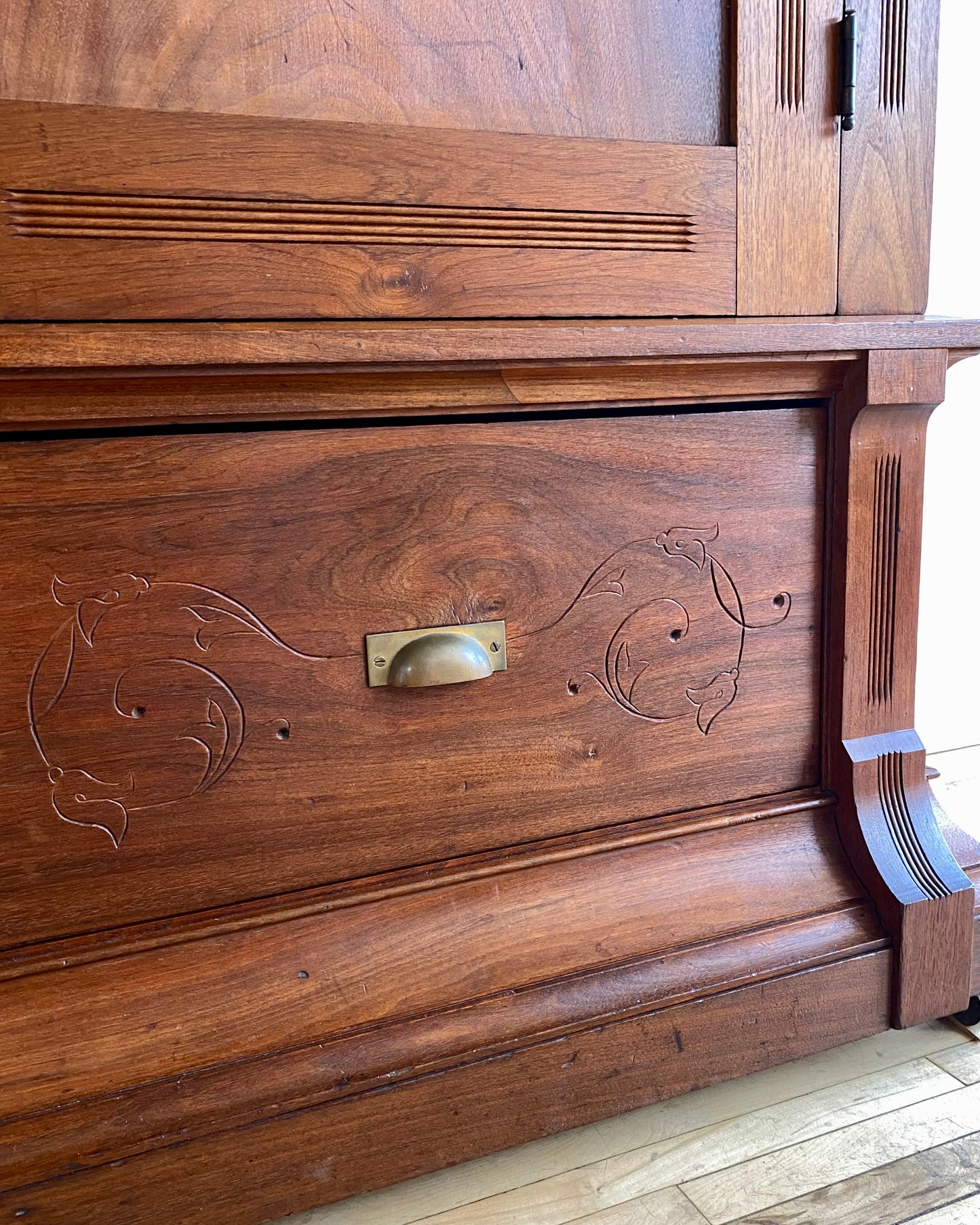 Restored XL Antique Walnut Wardrobe