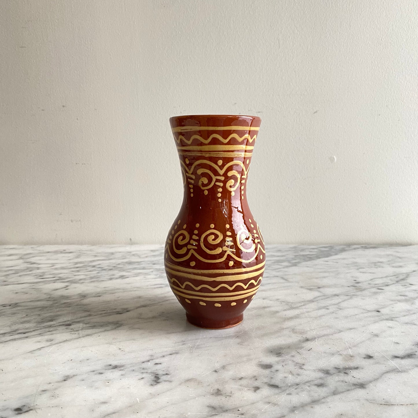 Small Vintage Hungarian Folk Art Pitcher, 6.5"