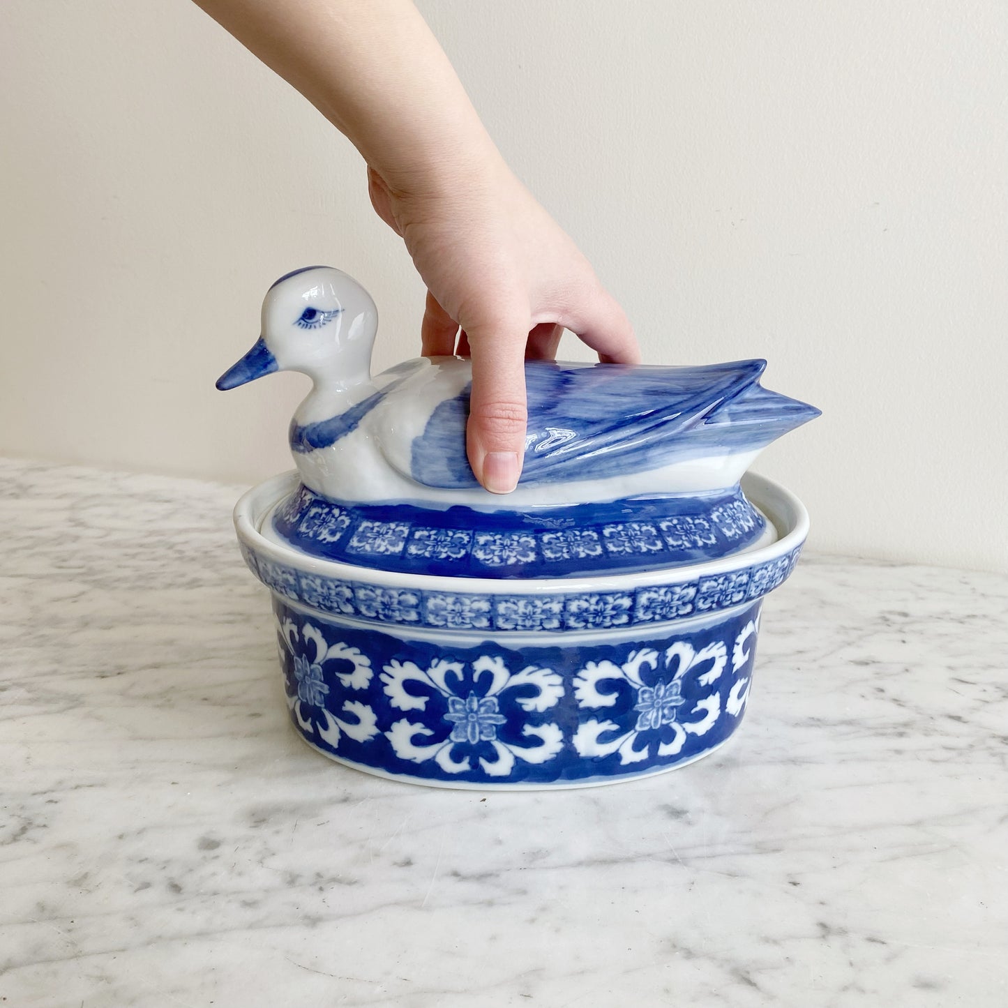 Vintage Hand-painted Porcelain Duck Tureen