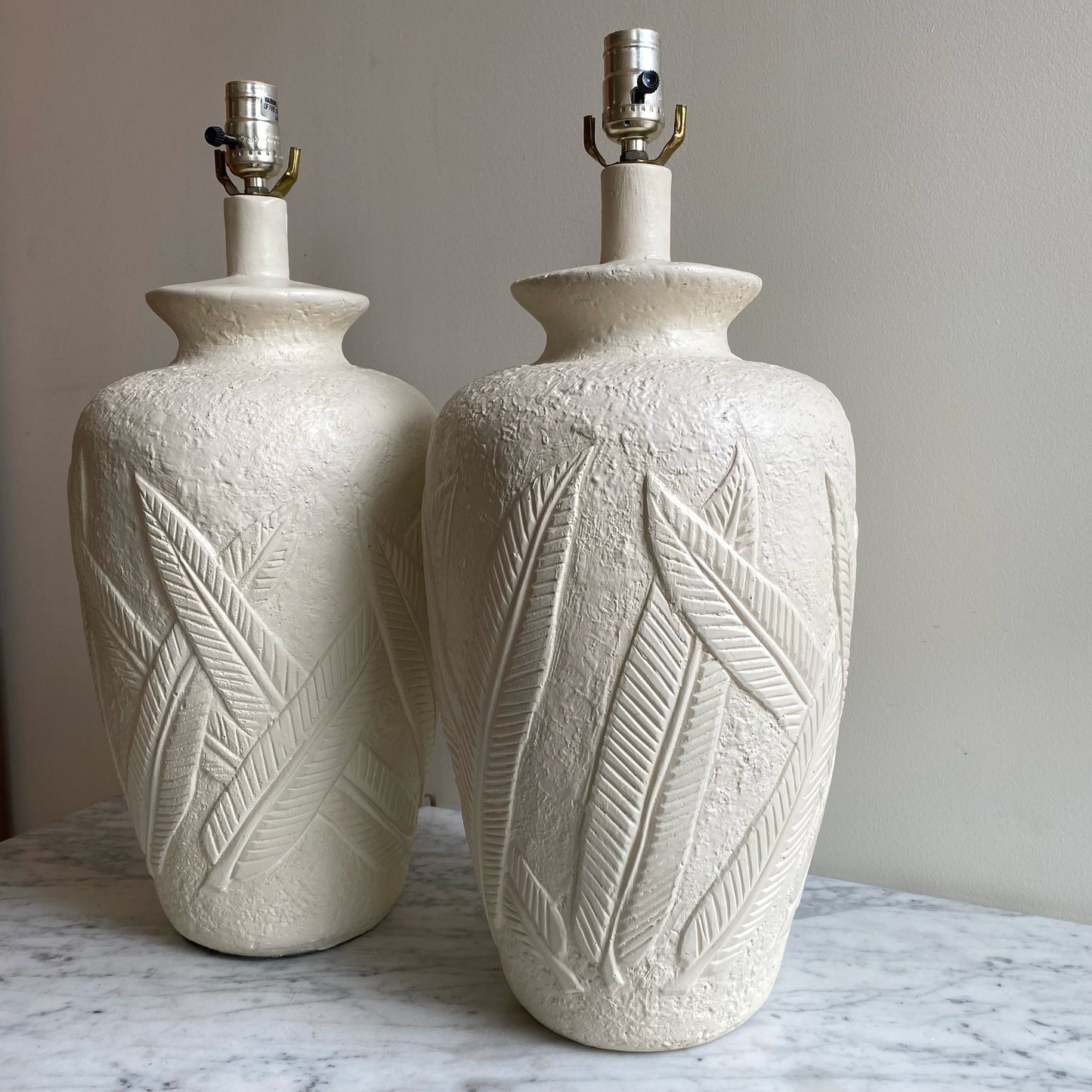 Vintage Plaster Palm Leaf Table Lamp (Single)