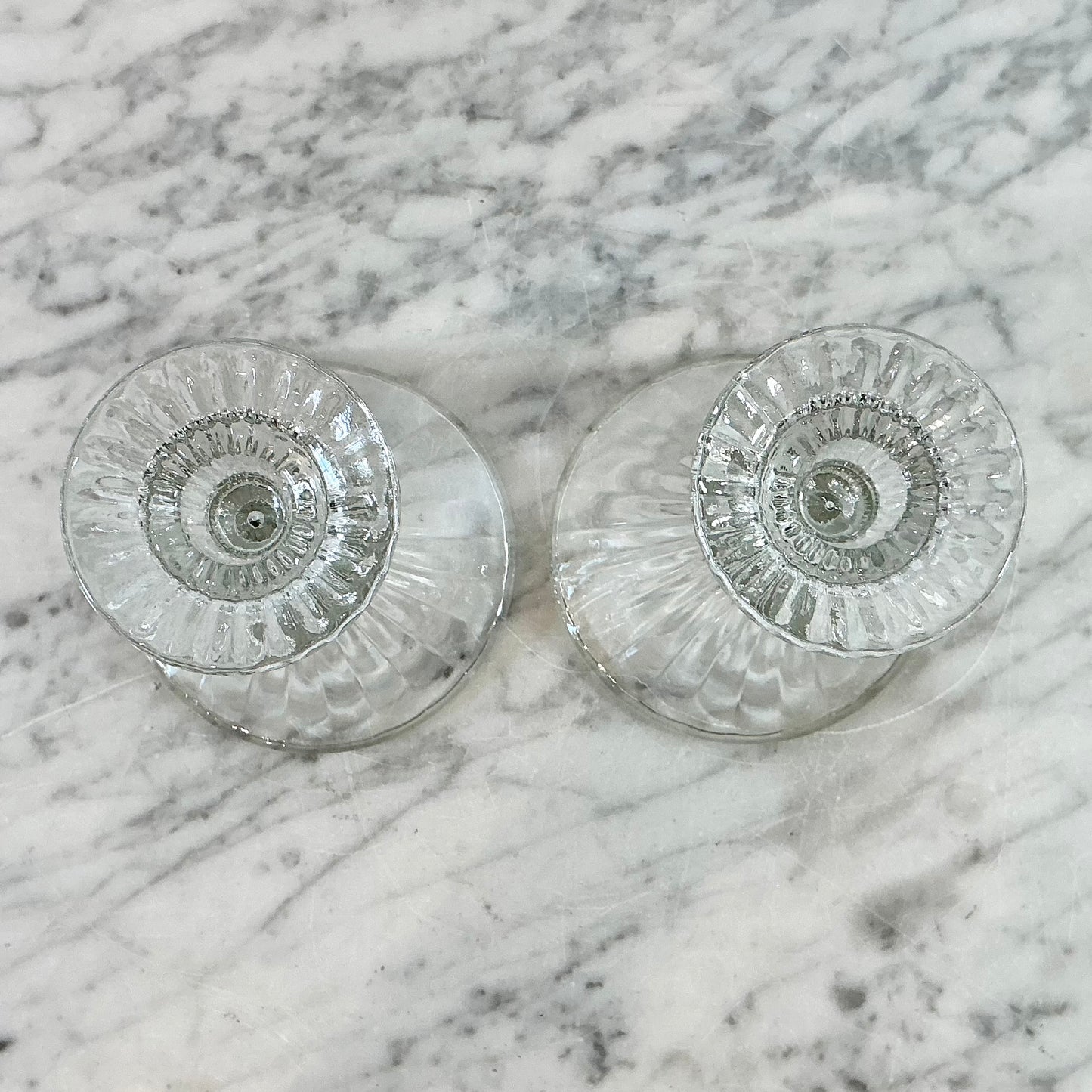 Pair of Vintage Glass Candle Holders