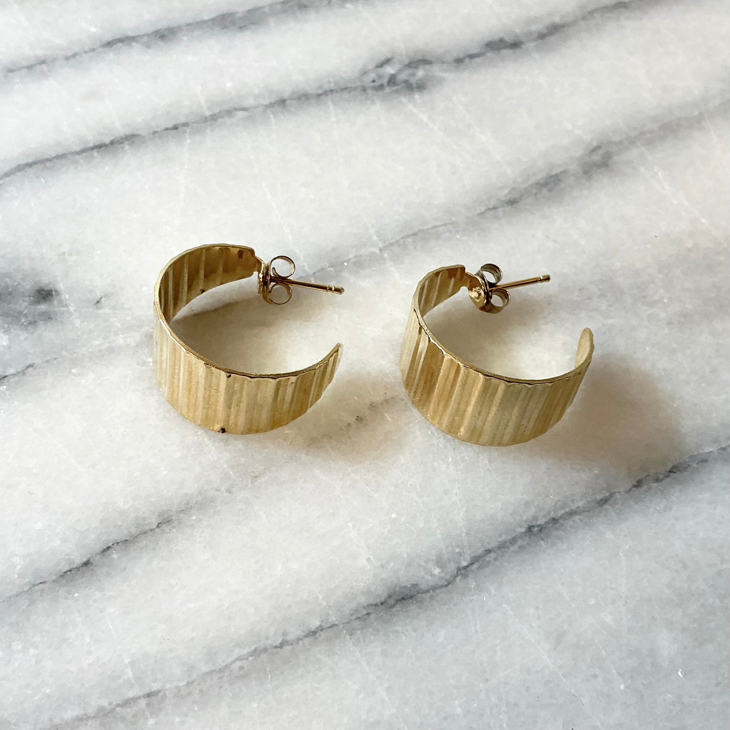 Vintage Gold “Ripple” Hoops