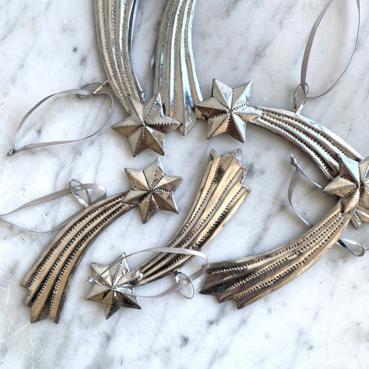 20% OFF: Embossed Tin Shooting Star Ornament