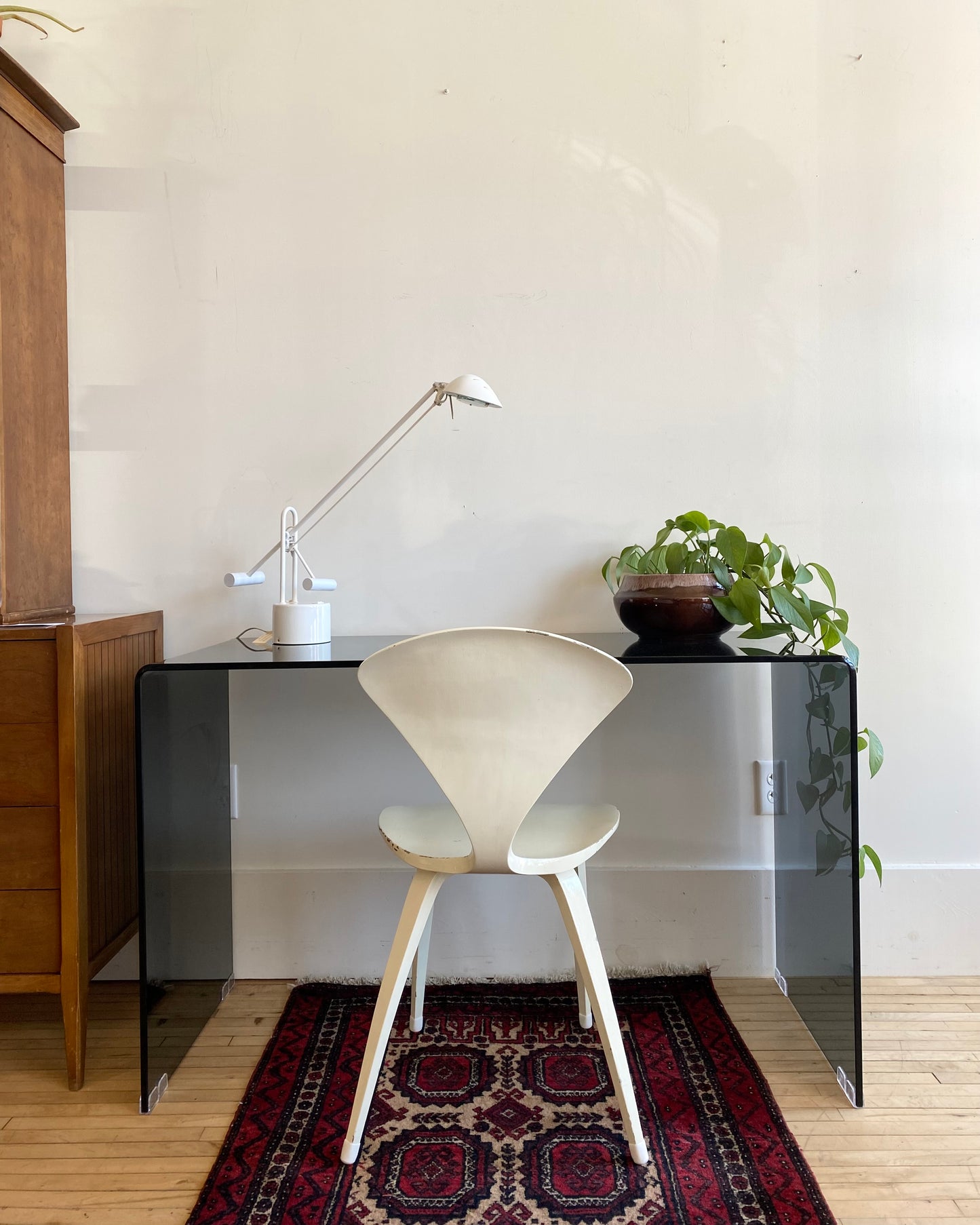 Smoked Glass Waterfall Console Table / Desk
