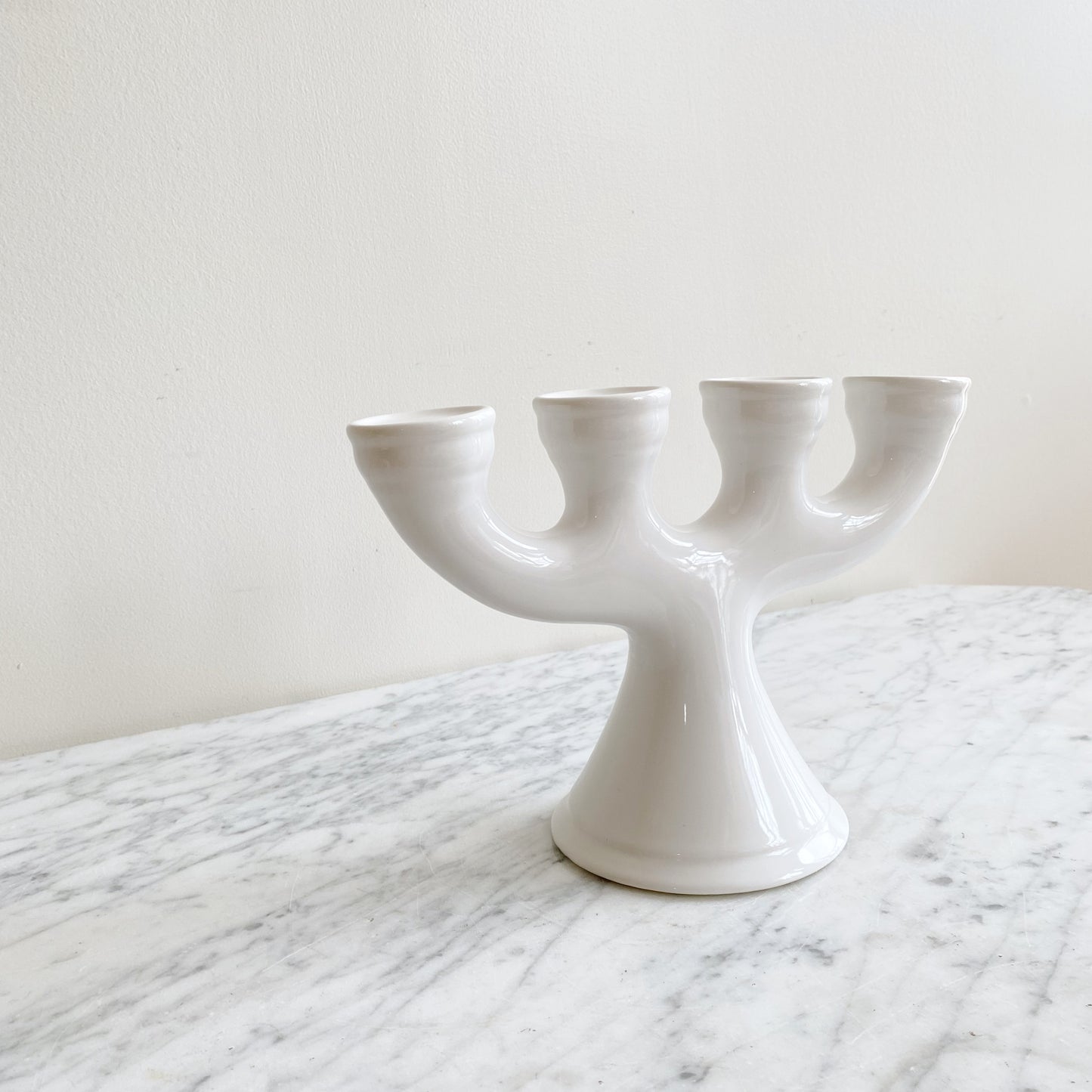 Scandinavian-style White Ceramic Candelabra
