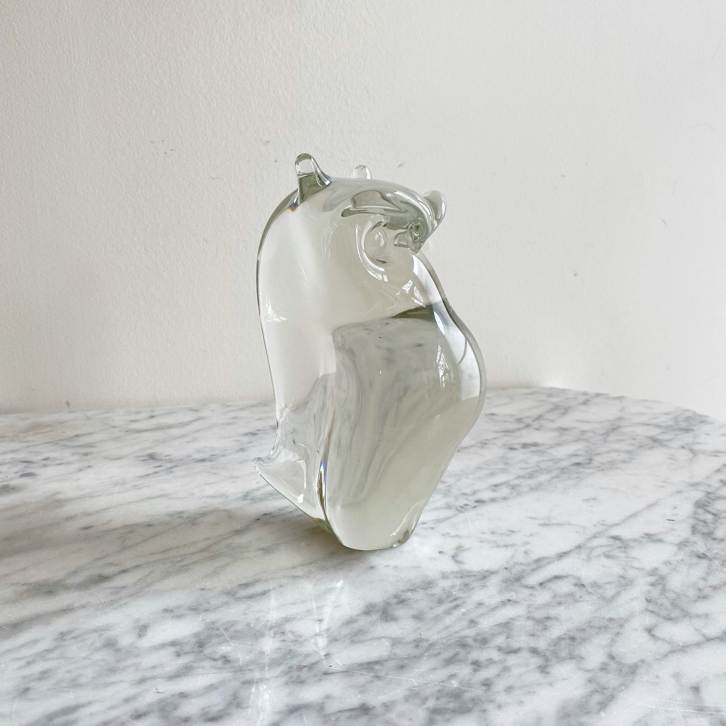 Vintage Glass Owl Paperweight / Sculpture