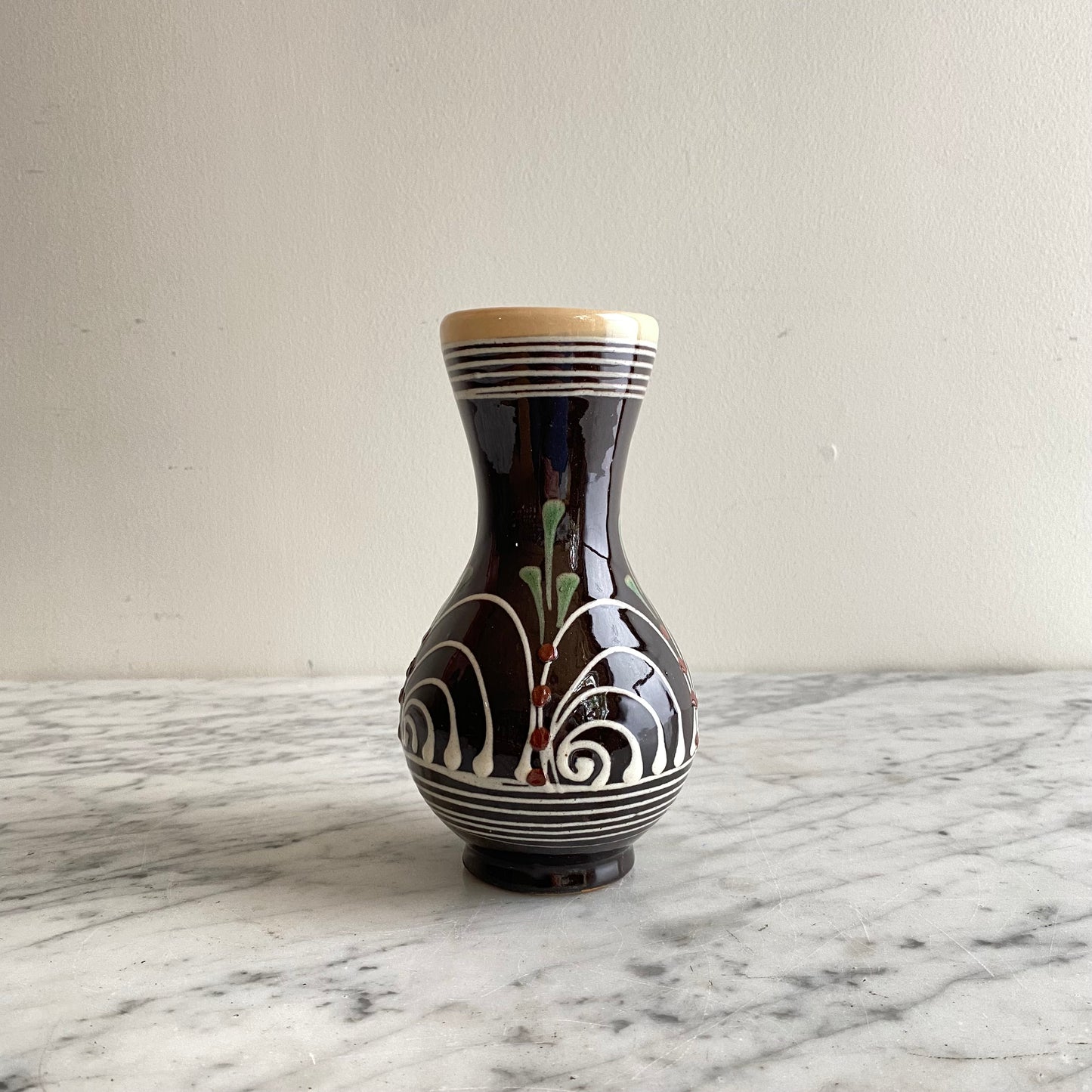 Small Vintage Hungarian Folk Art Pitcher, 6.5"