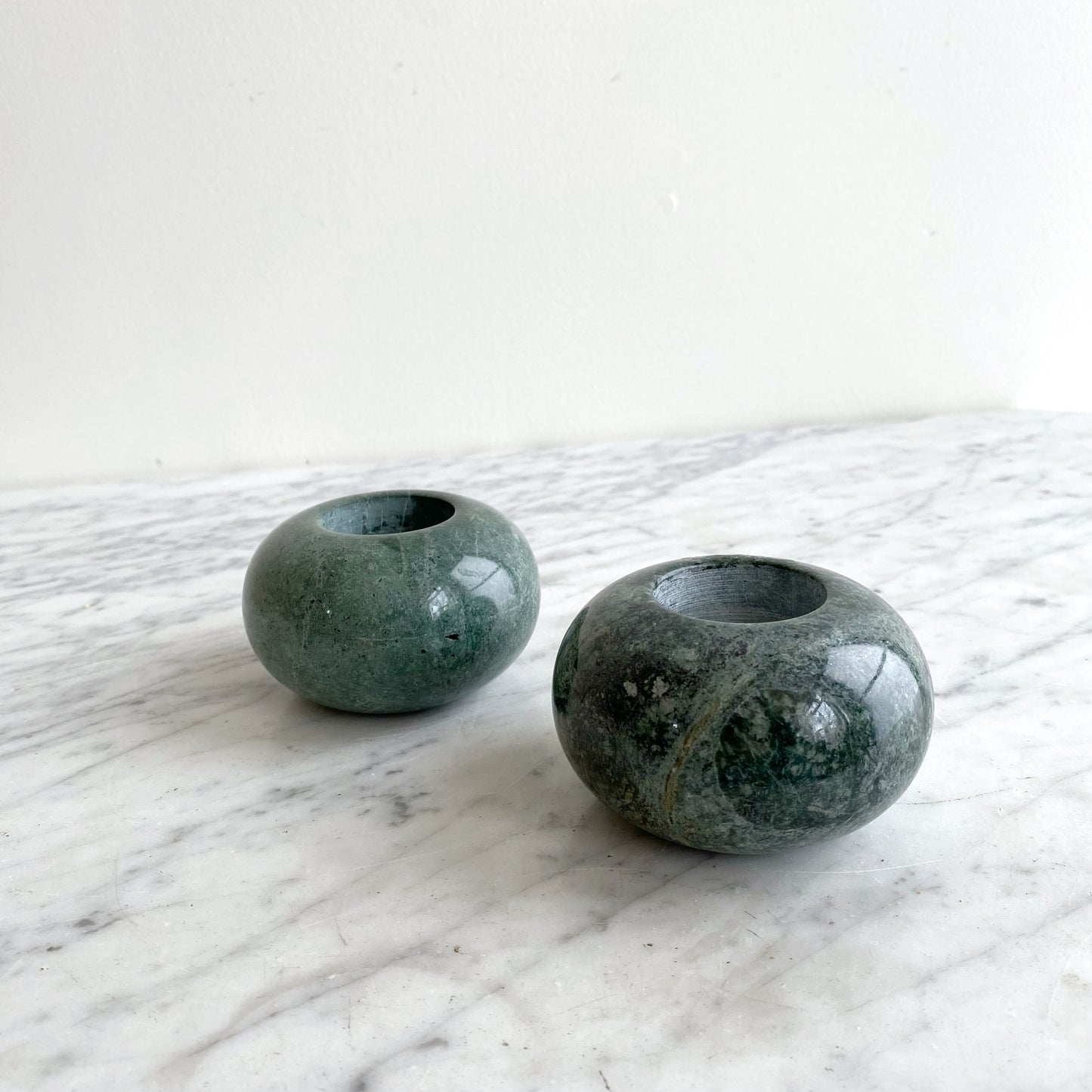 Found Green Marble Tea Light Candle Holder