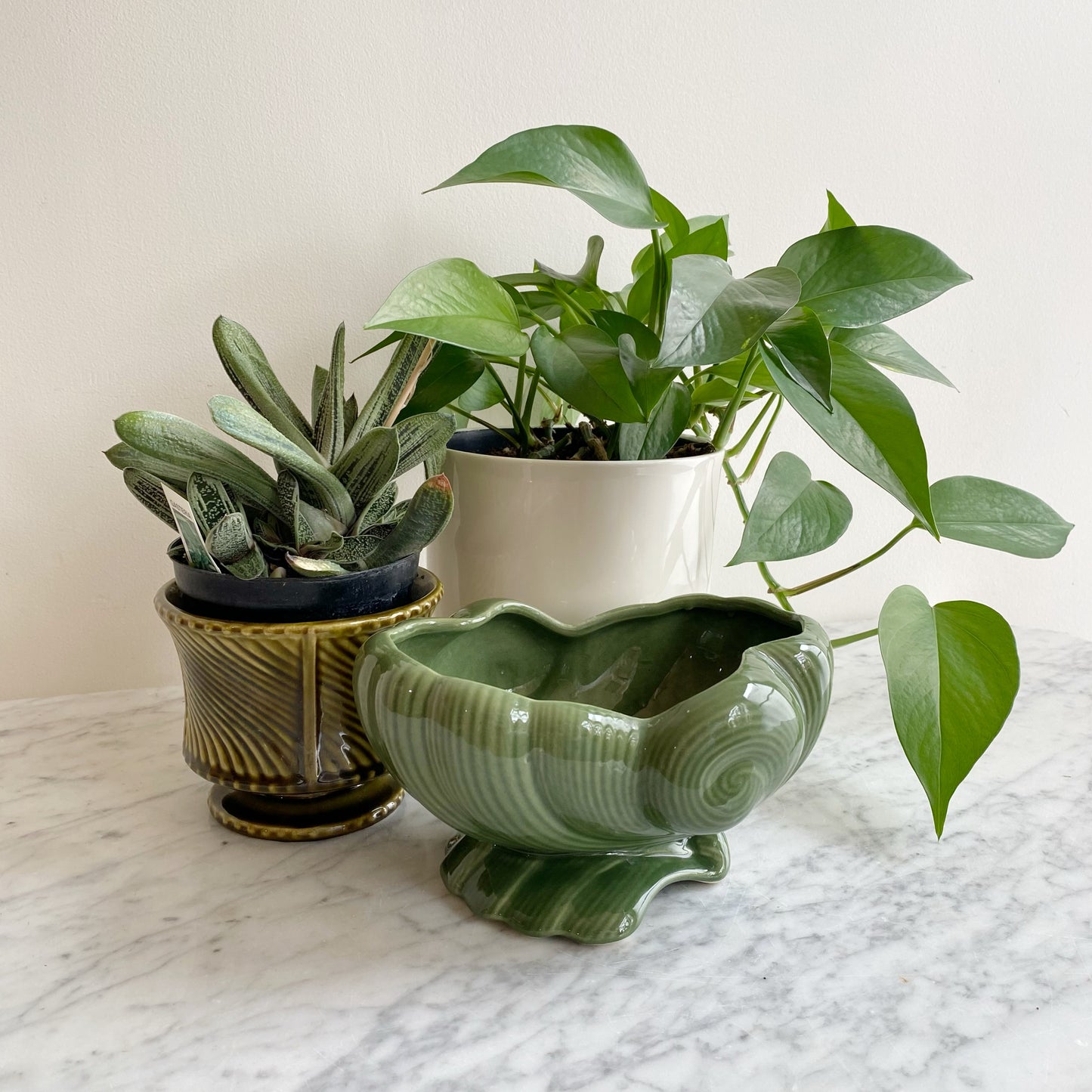 Vintage Ceramic Green Planter