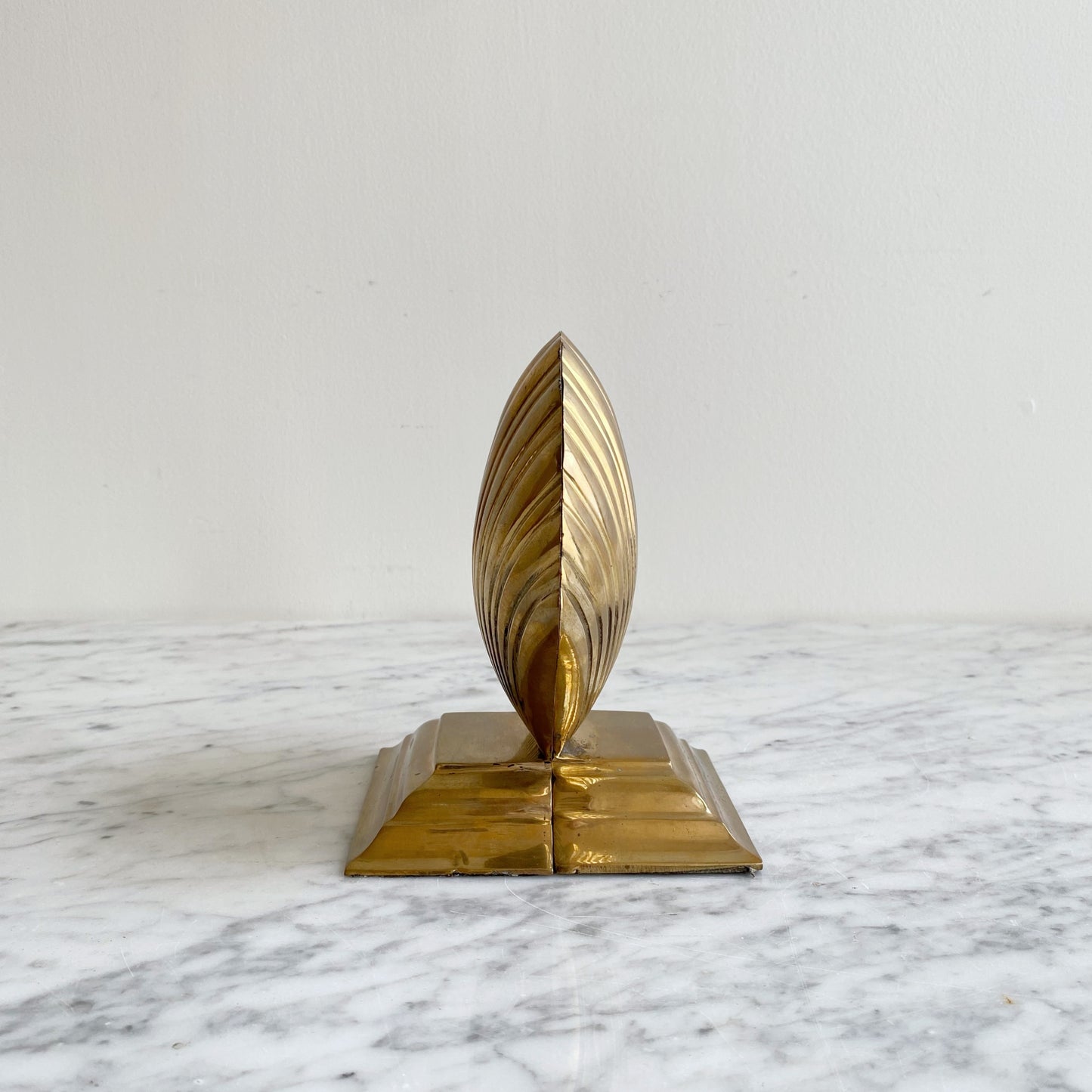 Pair of Vintage Brass Seashell Bookends